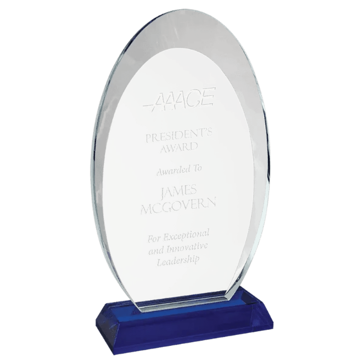 Halo Glass Awards - Custom Engraved Diamond & Oval Glass - Oval