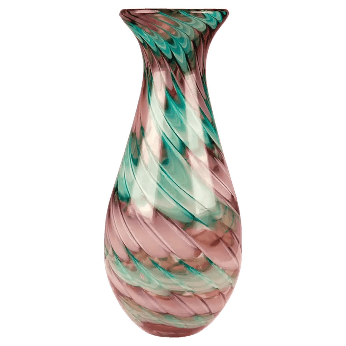 Hand - Blown Art Glass Vases – Swirl or Scalloped Designs - Scalloped in Green Hues
