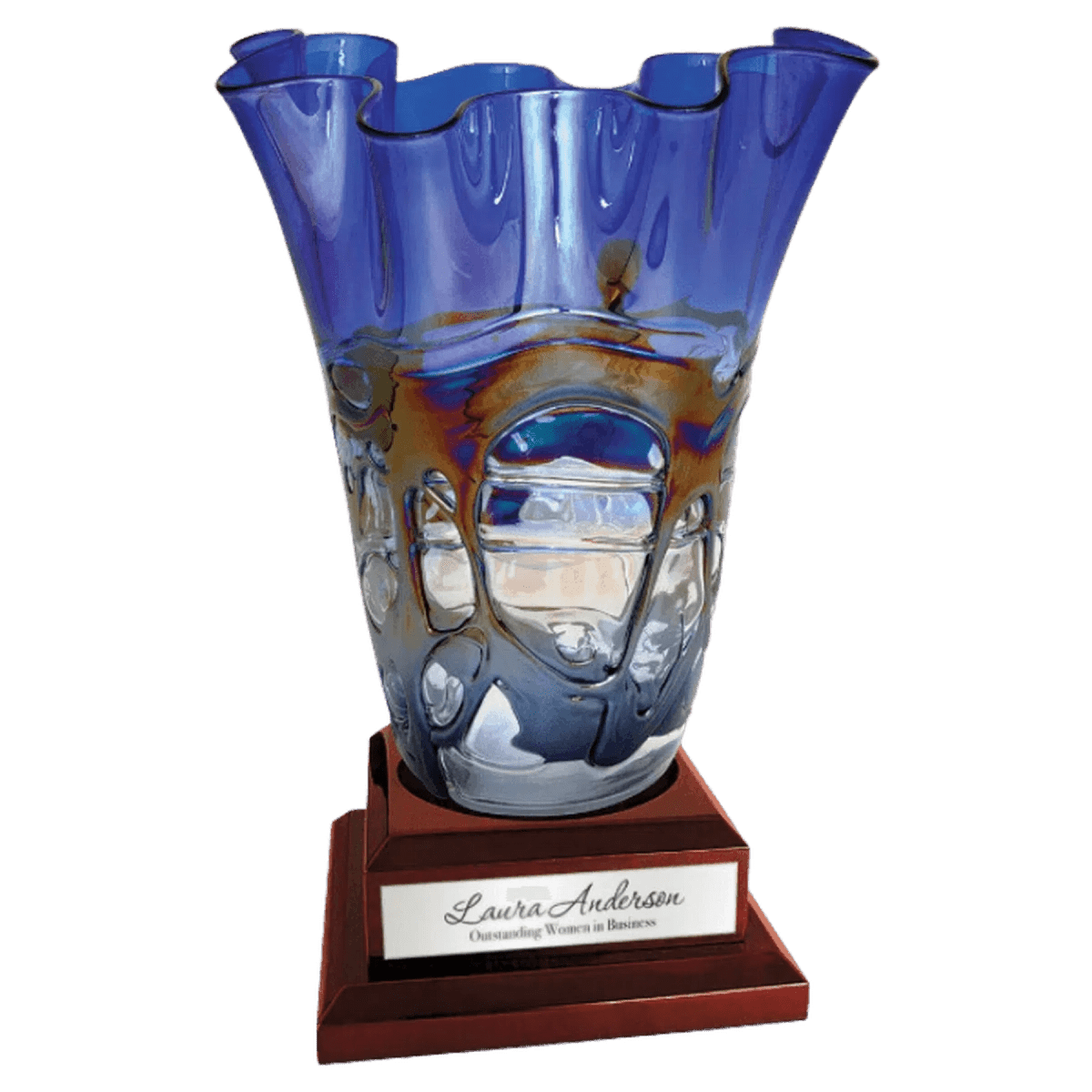 Hand - Blown Art Glass Vases – Swirl or Scalloped Designs - Scalloped in Green Hues