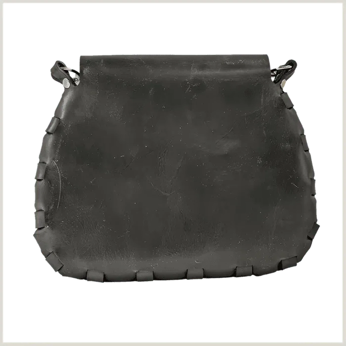 Custom Made Leather Purses and Clutches Black - Sweetheart (11" x 9.5") / 22" Strap / Bronze Clasp