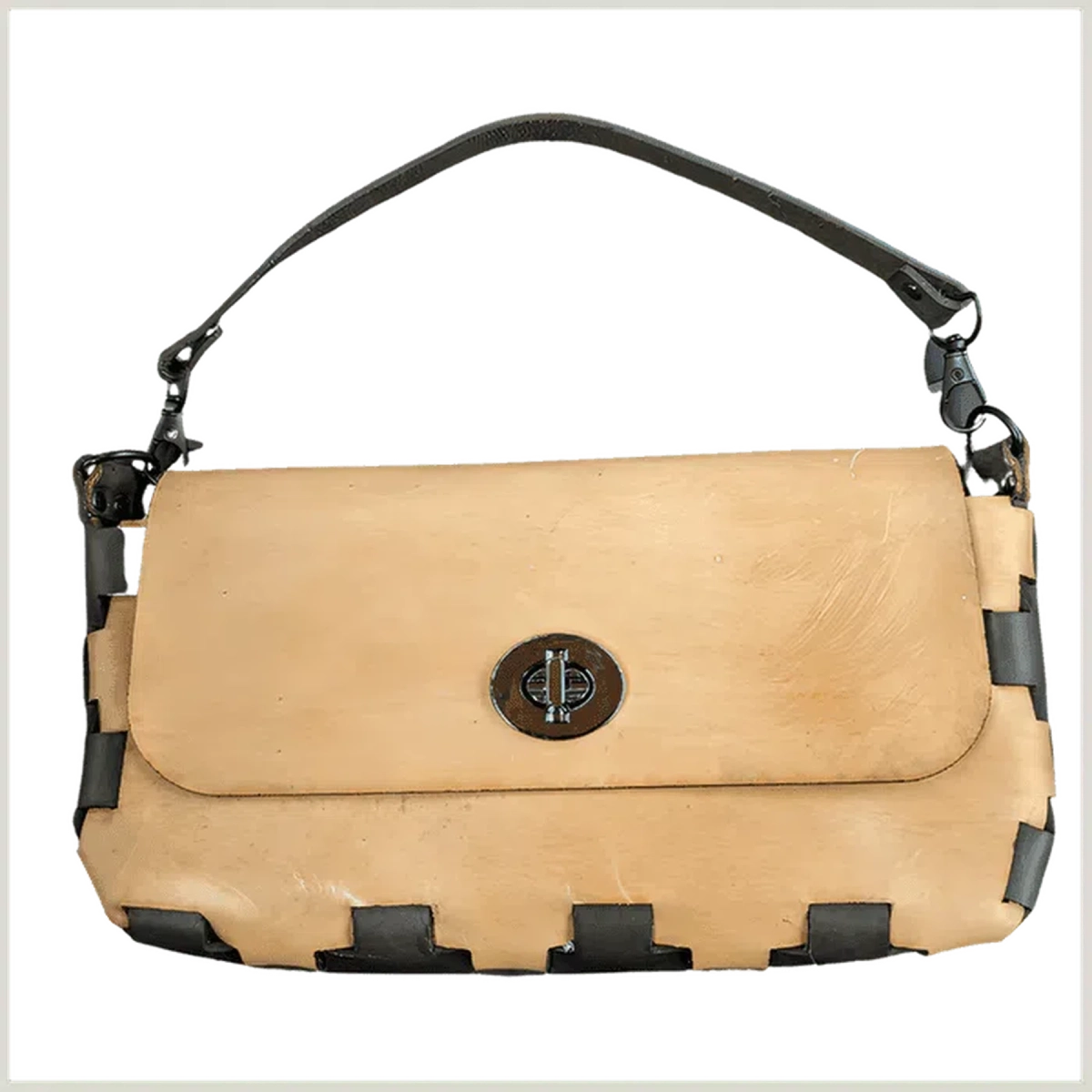 Custom Made Leather Purses and Clutches Two-Toned Clutch (5" (H) x 10" (W)) / 8" Strap / Bronze