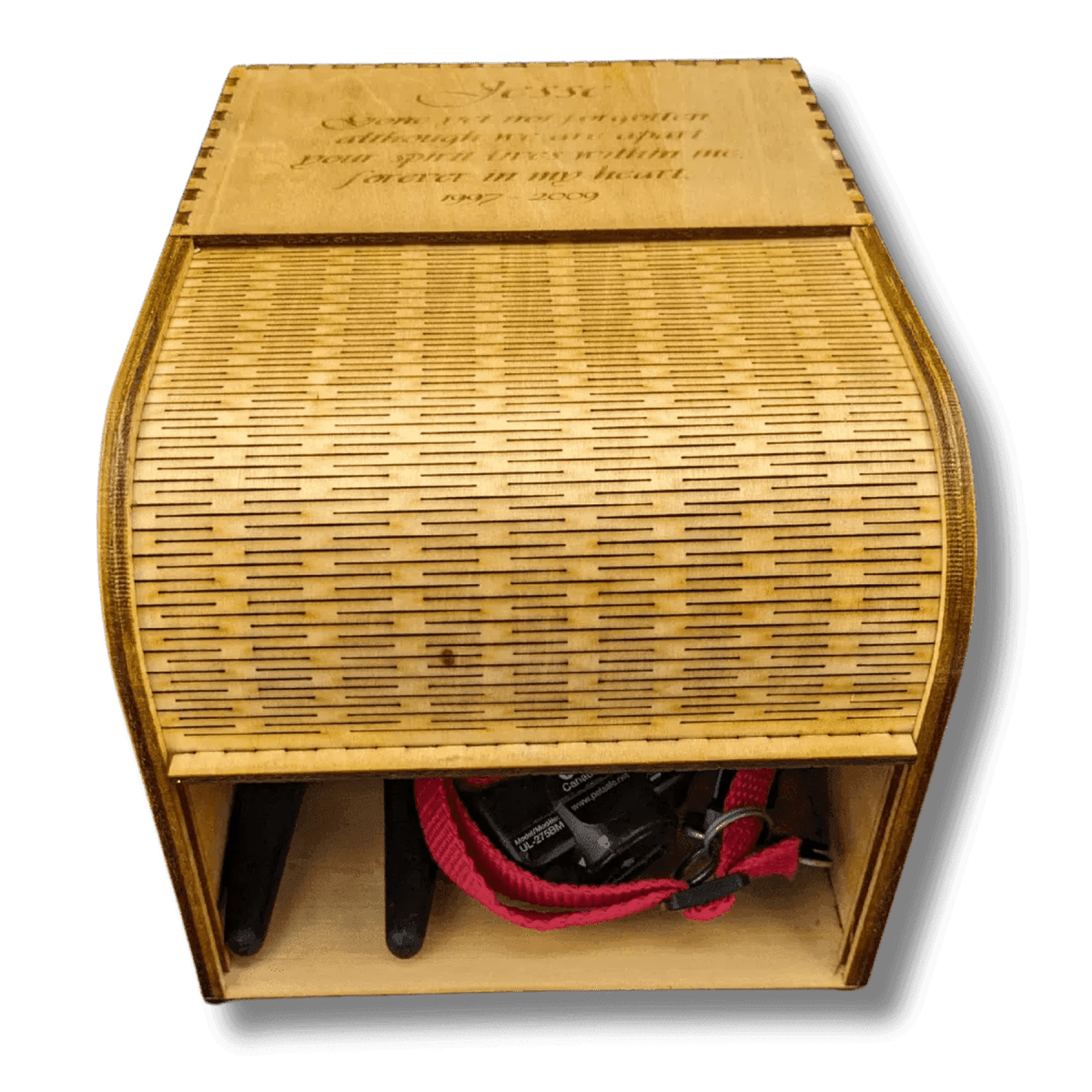 Hand - Crafted Wood Rolltop Keepsake Box - 8.25" Deep x 5.75" High x 6.25" Wide