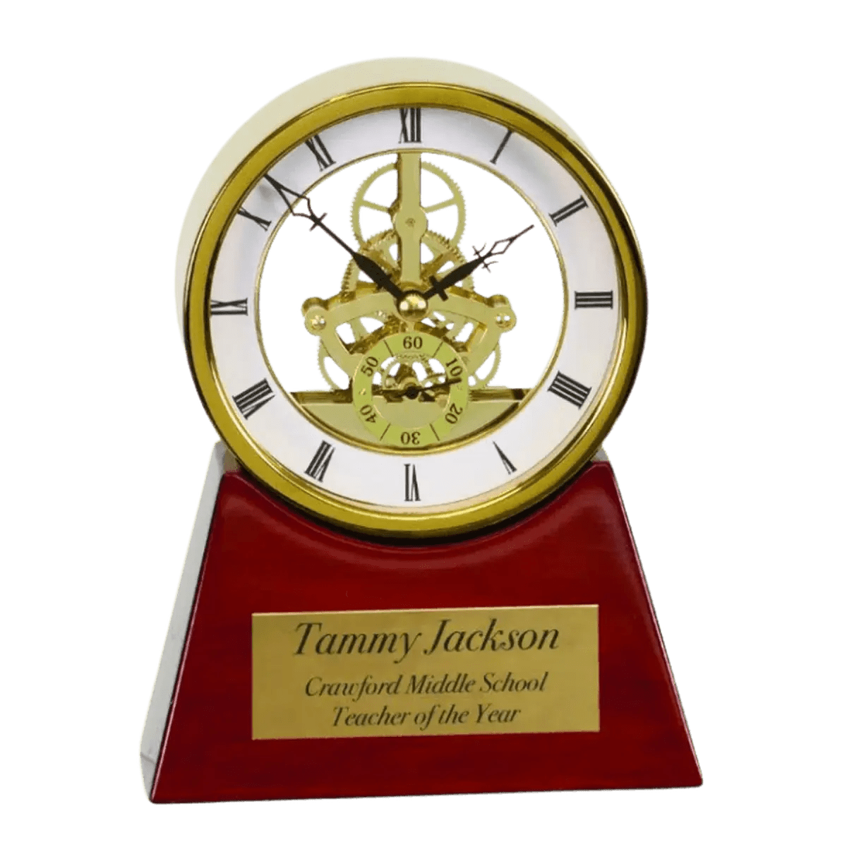 High Gloss Desk and Mantle Clocks with Custom Engraving - Round Executive Desk Clock (Rosewood Piano Finish)