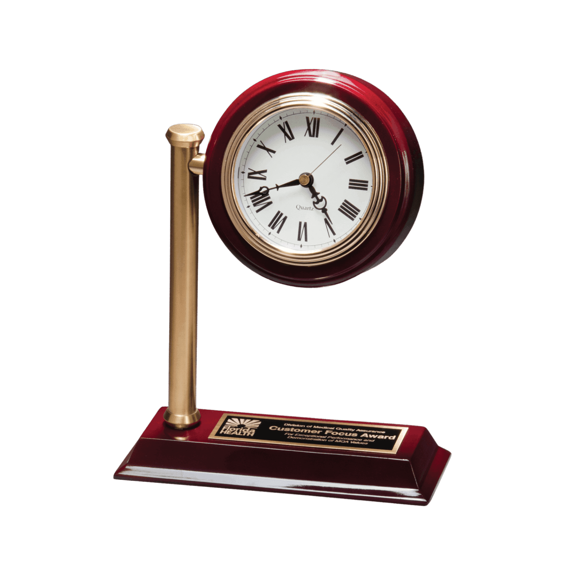 High Gloss Desk and Mantle Clocks with Custom Engraving - Rail Station Station Desk Clock (Rosewood Piano Finish)