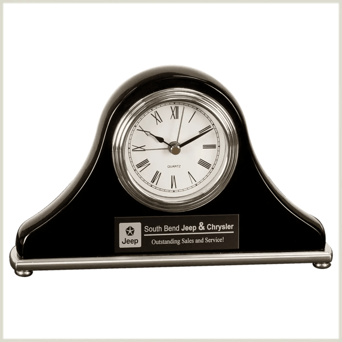High Gloss Desk and Mantle Clocks with Custom Engraving - Mantel Clock (Black Piano Finish)