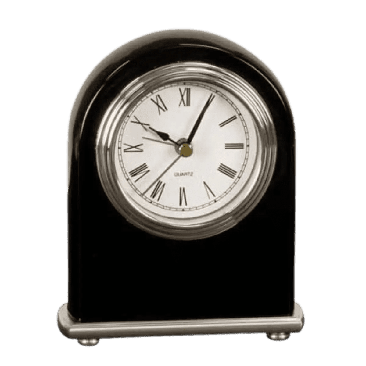 High Gloss Desk and Mantle Clocks with Custom Engraving - Arch Top Desk Clock (Black Piano Finish)