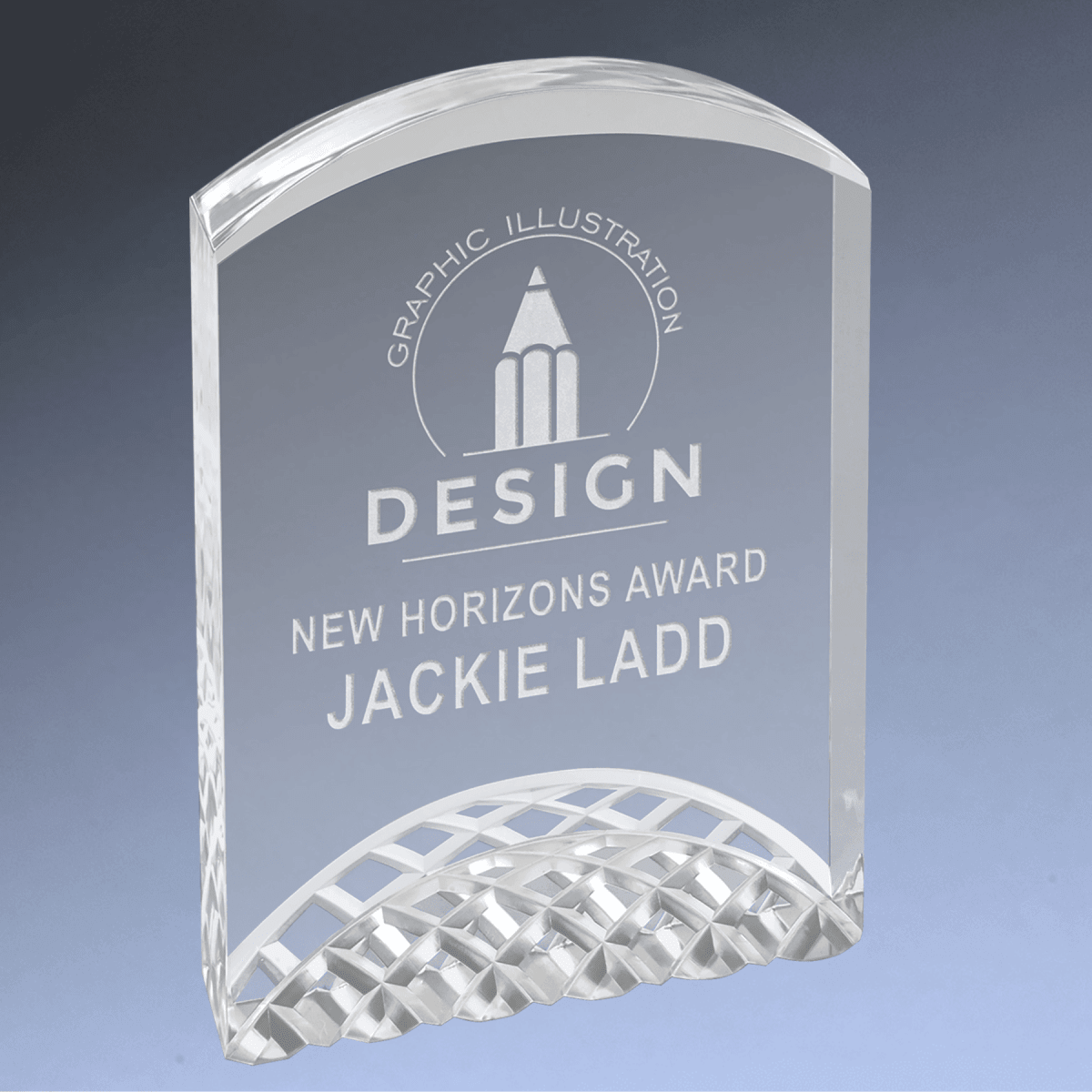 Horizon Acrylic Arch Award with Gold, Blue or Silver Accents - Silver