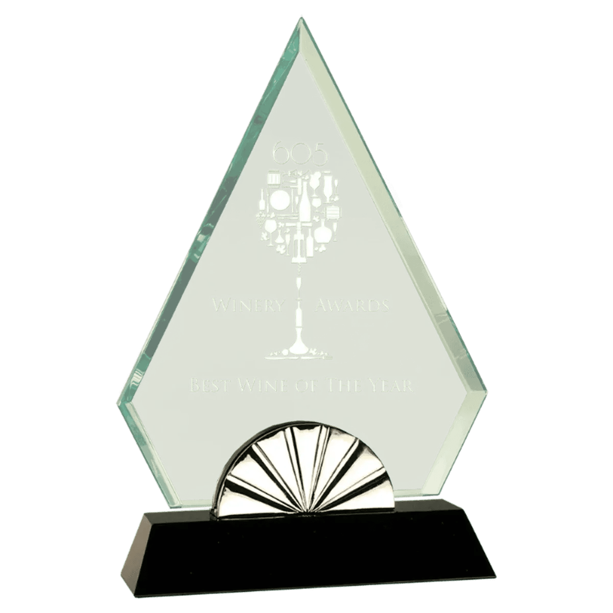Horizon Glass Awards with Silver Accents and Custom Engraving - Oval