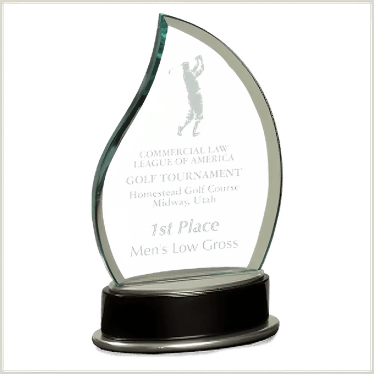 Metro Glass Awards – Jade Glass on Black Piano Finish Base Round / 7 1/4" / Metro Glass