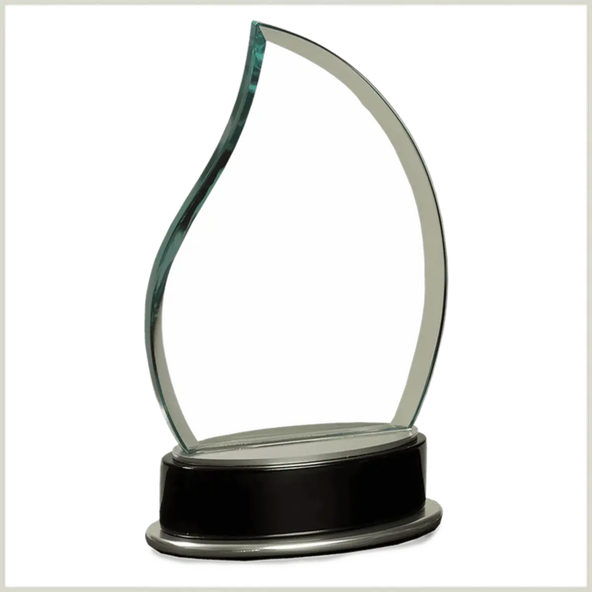 Metro Glass Awards – Jade Glass on Black Piano Finish Base Round / 7 1/4" / Metro Glass