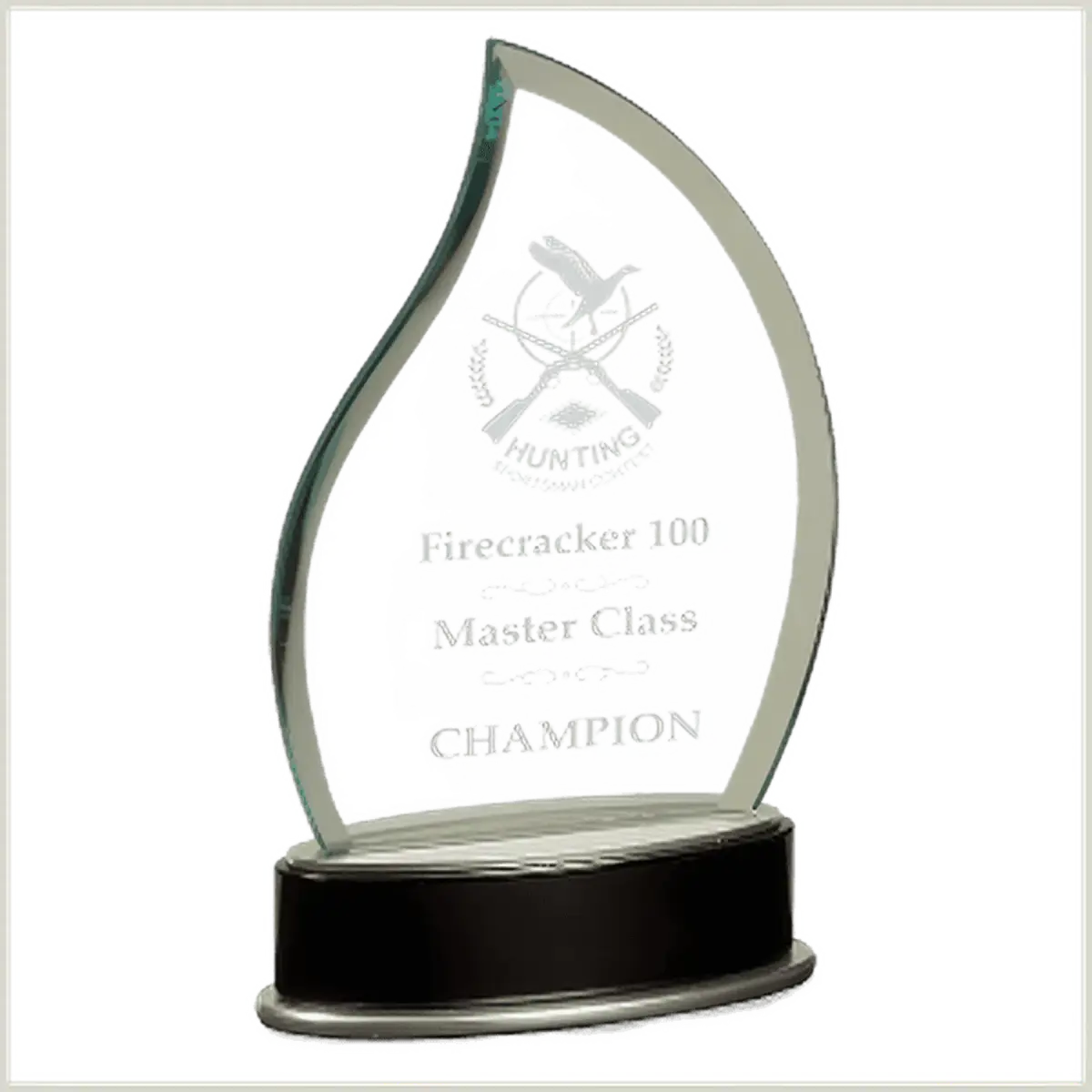 Metro Glass Awards – Jade Glass on Black Piano Finish Base Flame / 7 3/4" / Metro Glass