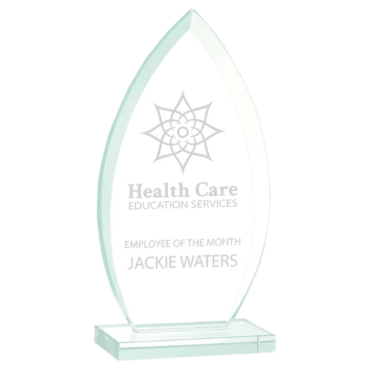 Jade Glass Awards with Beveled Edges and Frosted Etching - Diamond