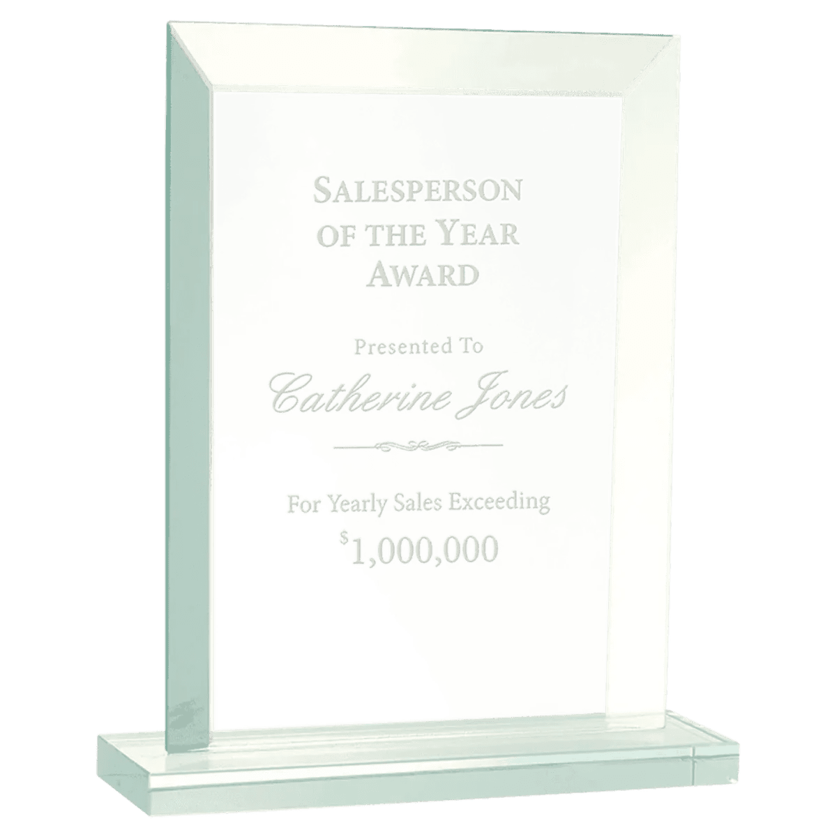 Jade Glass Awards with Beveled Edges and Frosted Etching - Diamond