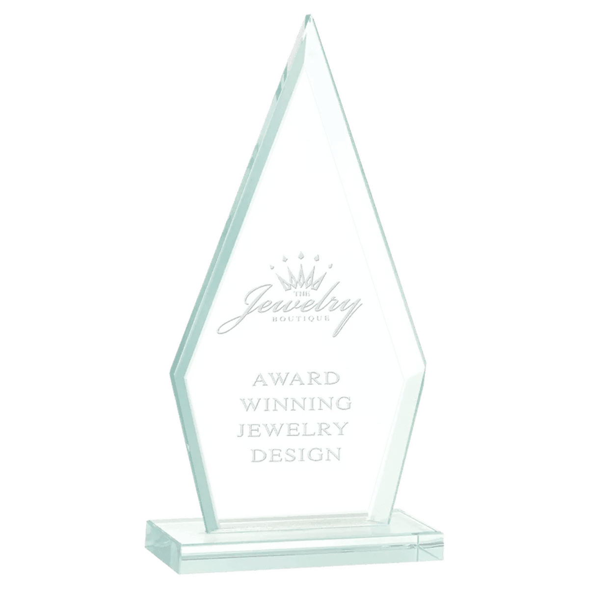 Jade Glass Awards with Beveled Edges and Frosted Etching - Diamond