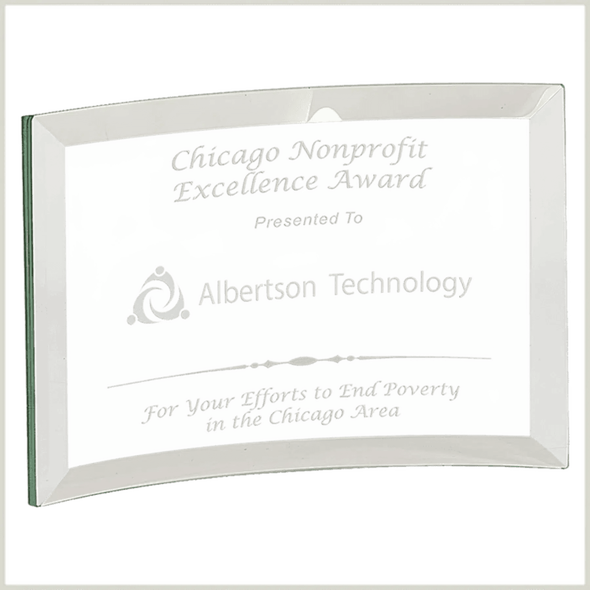 Jade Glass Crescent Awards with Beveled Edges - 7" x 5" x 3/8"