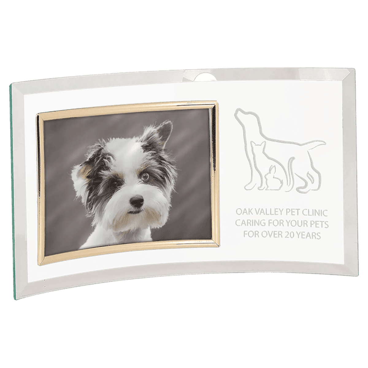 Jade Glass Crescent Picture Frames with Personalized Engraving - 13" x 7 1/2" (Fits 7" x 5")