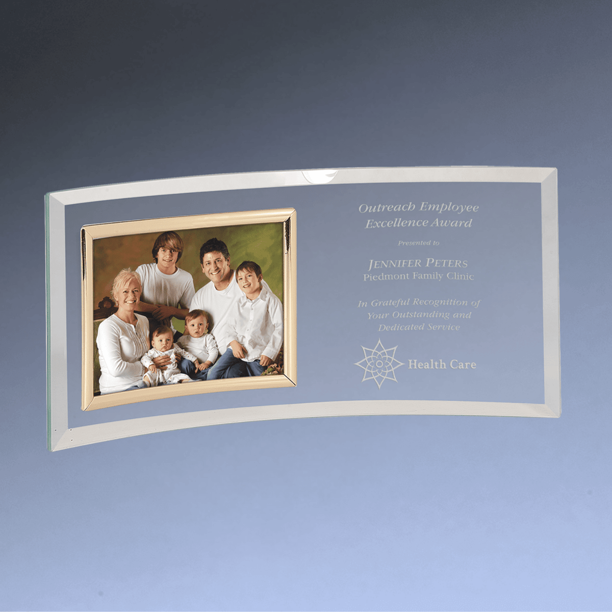 Jade Glass Crescent Picture Frames with Personalized Engraving - 10" x 7" (Fits 3 1/2" x 5")