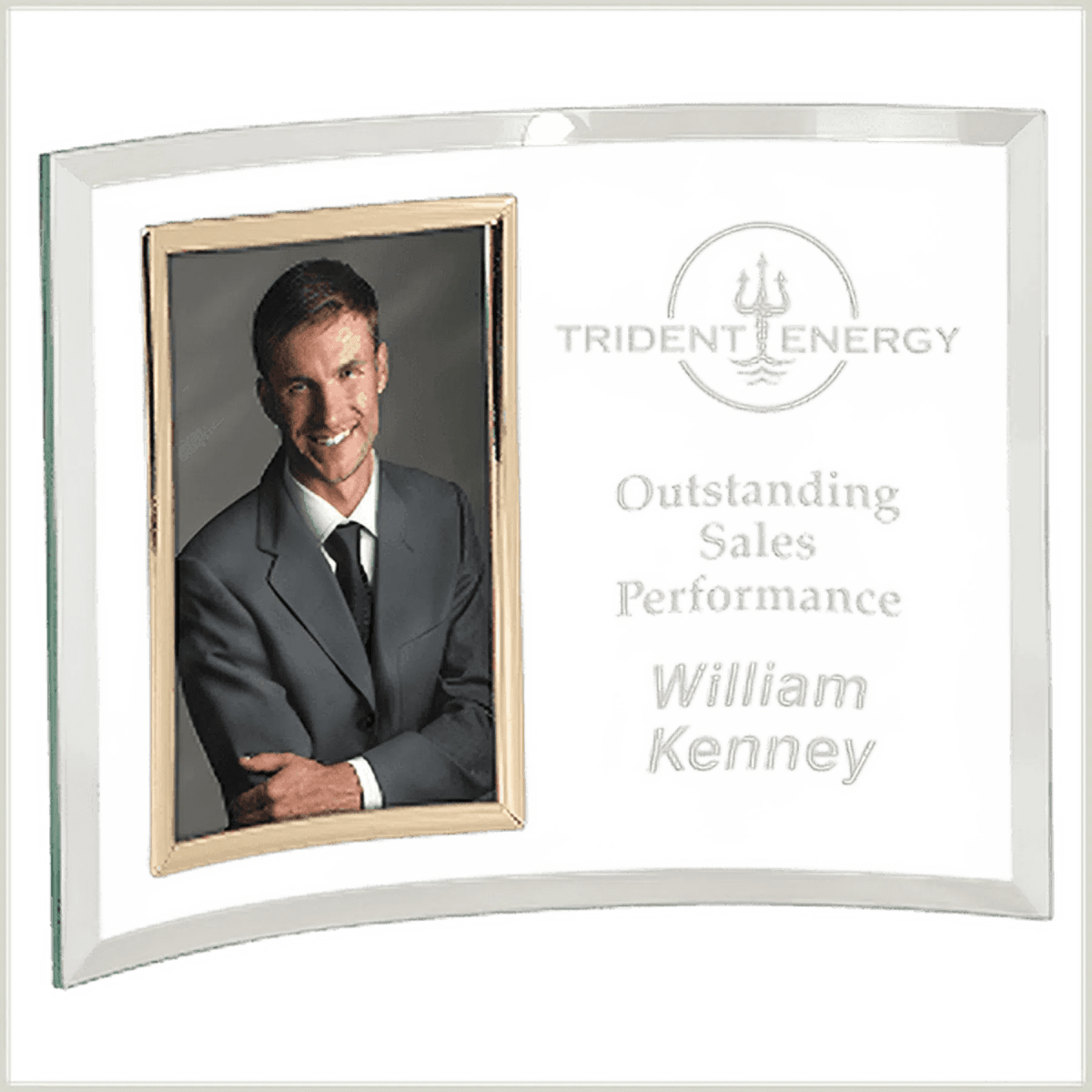 Jade Glass Crescent Picture Frames with Personalized Engraving - 11" x 8" (Fits 4" x 6")