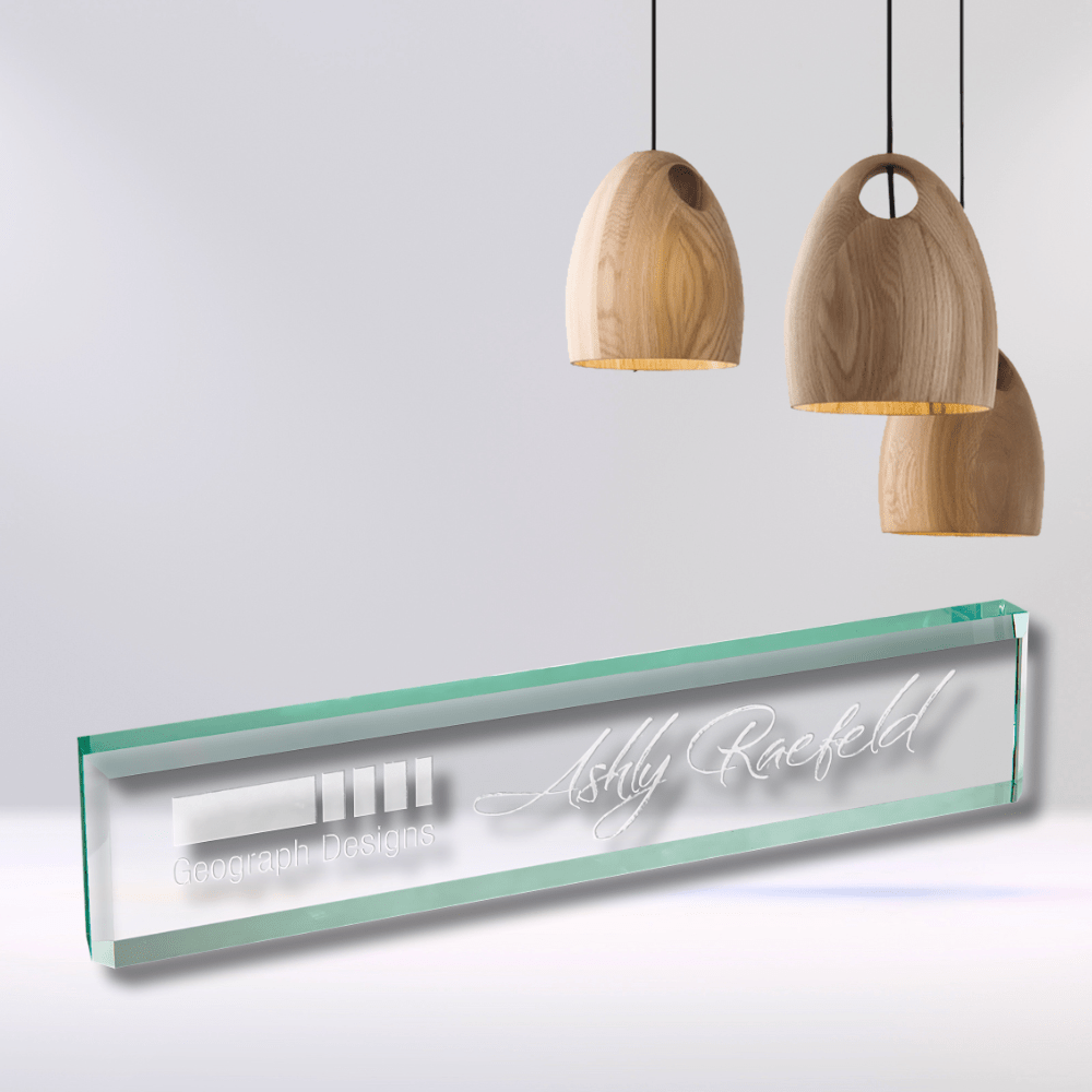 Jade Glass Desk Name Bar - 8" x 2"