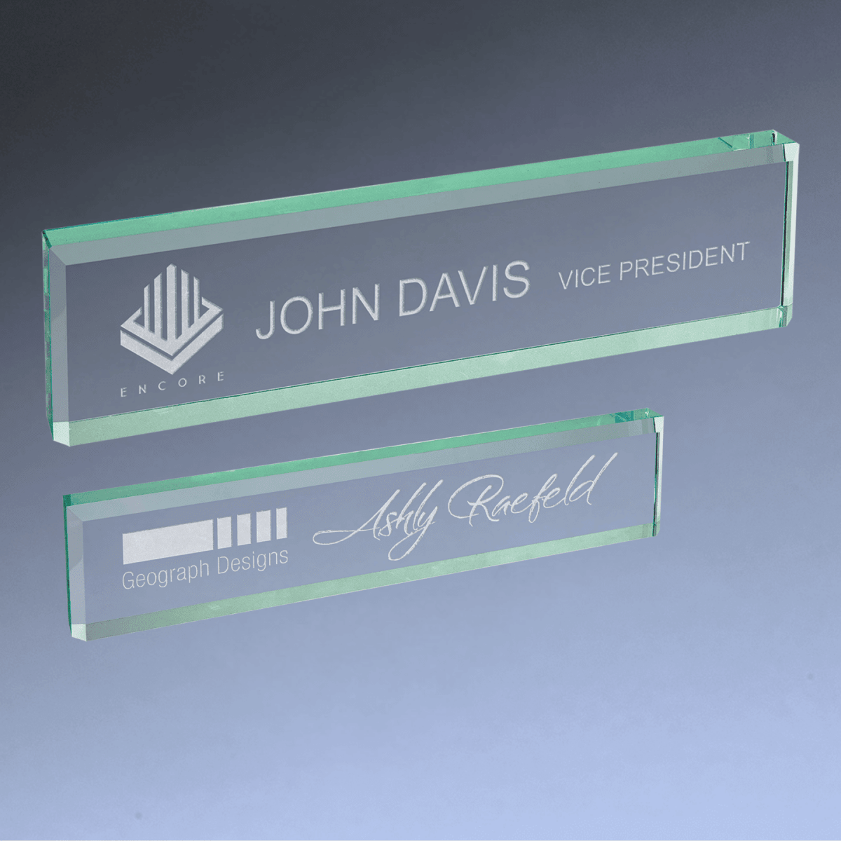 Jade Glass Desk Name Bar - 8" x 2"
