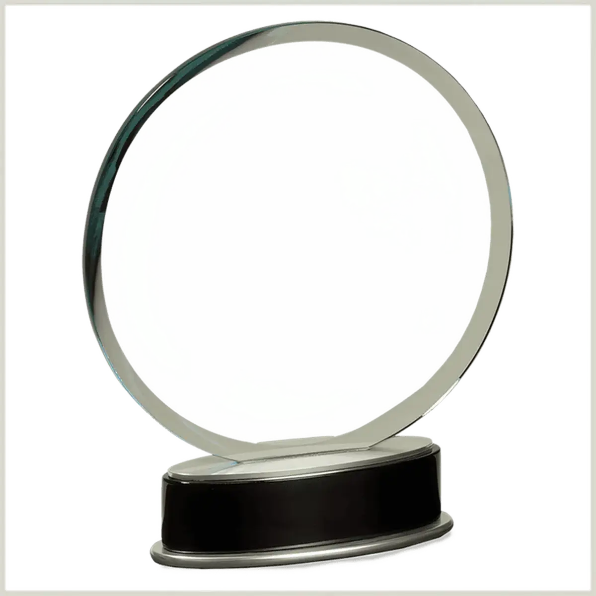 Metro Glass Awards – Jade Glass on Black Piano Finish Base Round / 7 1/4" / Metro Glass