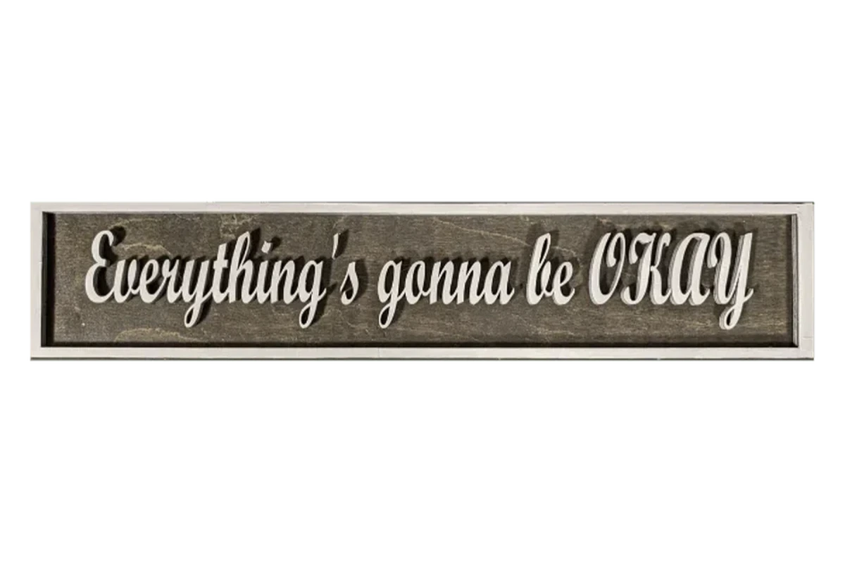 Large Wood 3D Word Art Signs (Design Your Own) Gray Background/White Accents / 20" (L) x 4" (H) x 5mm Thick