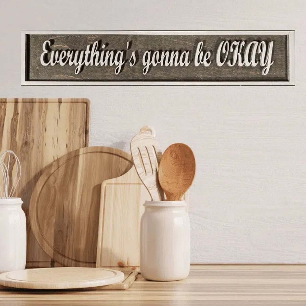 Custom 3D Word Art Signs (Design Your Own) Gray Background/White Accents / 20" (L) x 4" (H) x 5mm Thick