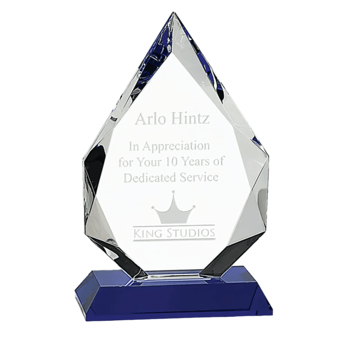 Laser Etched Faceted Crystal Diamond Awards - Clear