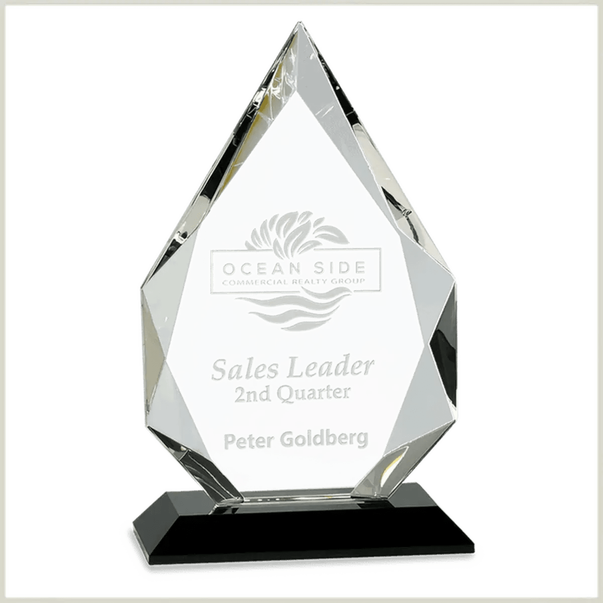 Laser Etched Faceted Crystal Diamond Awards - Blue