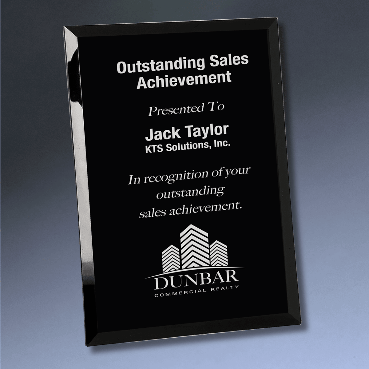 Laser Etched Mirror Glass Plaques for Recognition and Displays - Black