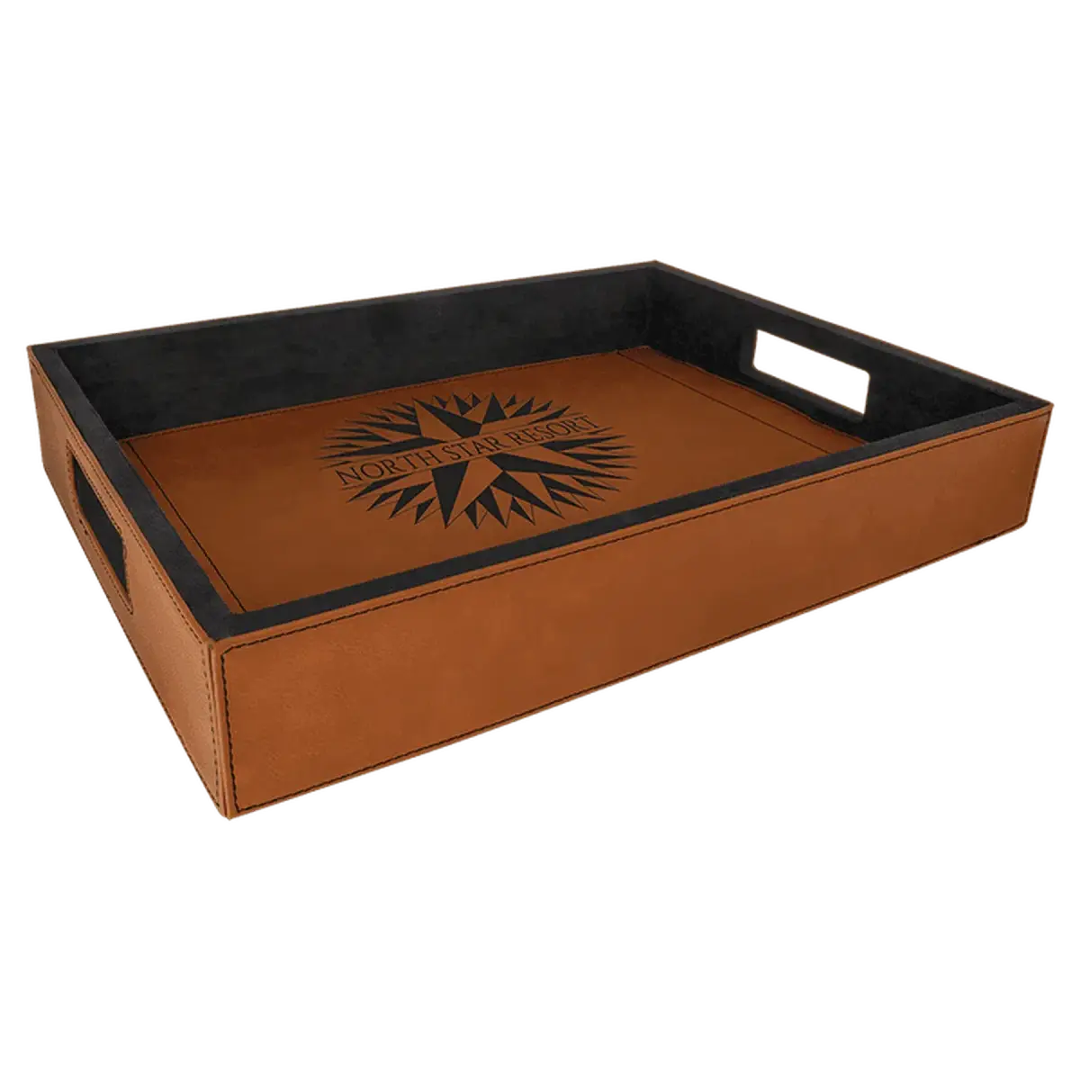 Custom Engraved Serving and Bar Tray with Removable Liner Rawhide / 16" (L) x 12" (W) x 2.5" (H)