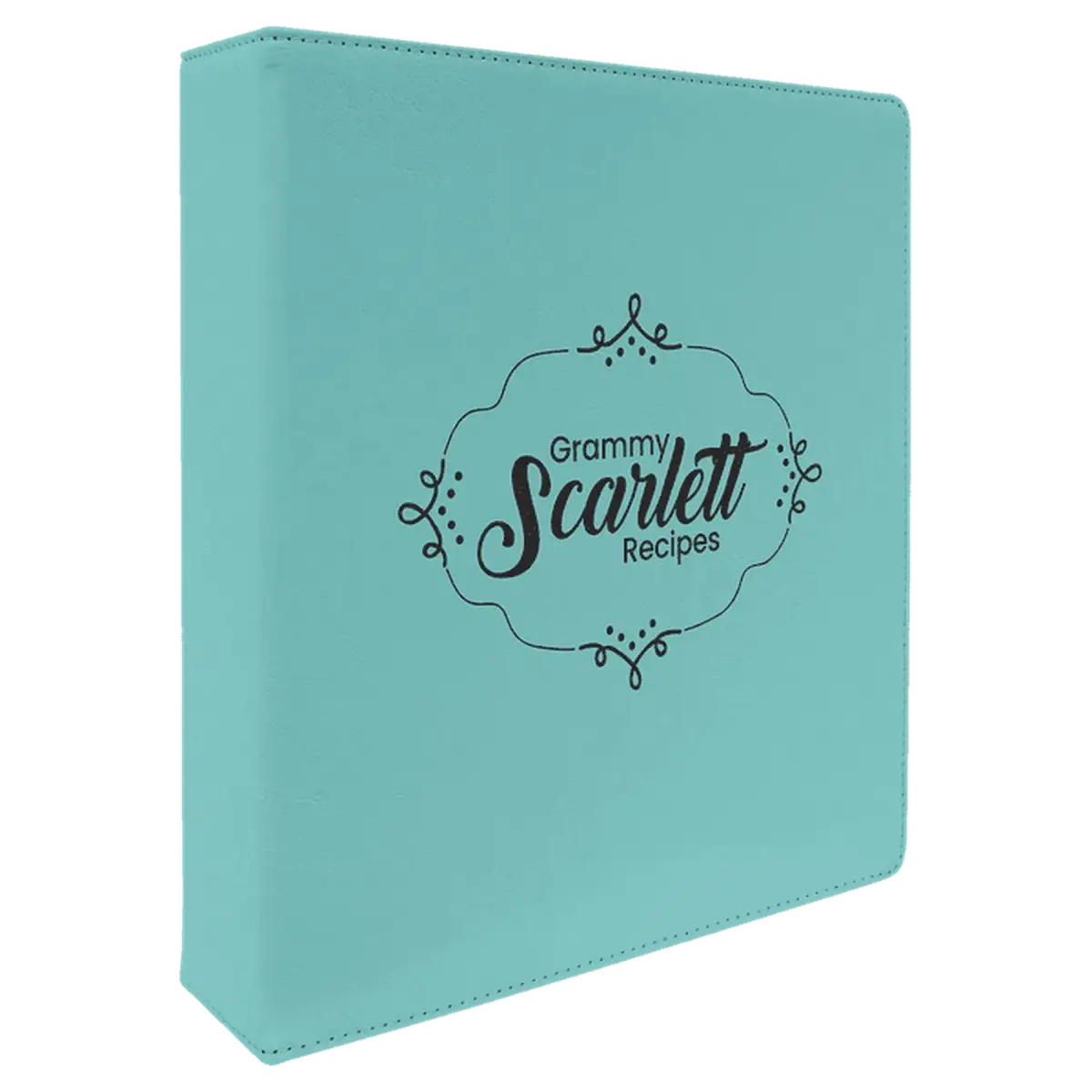 Personalized 3-Ring Binder and Organizer in Leatherette Colors Teal / 11" x 11 1/2"