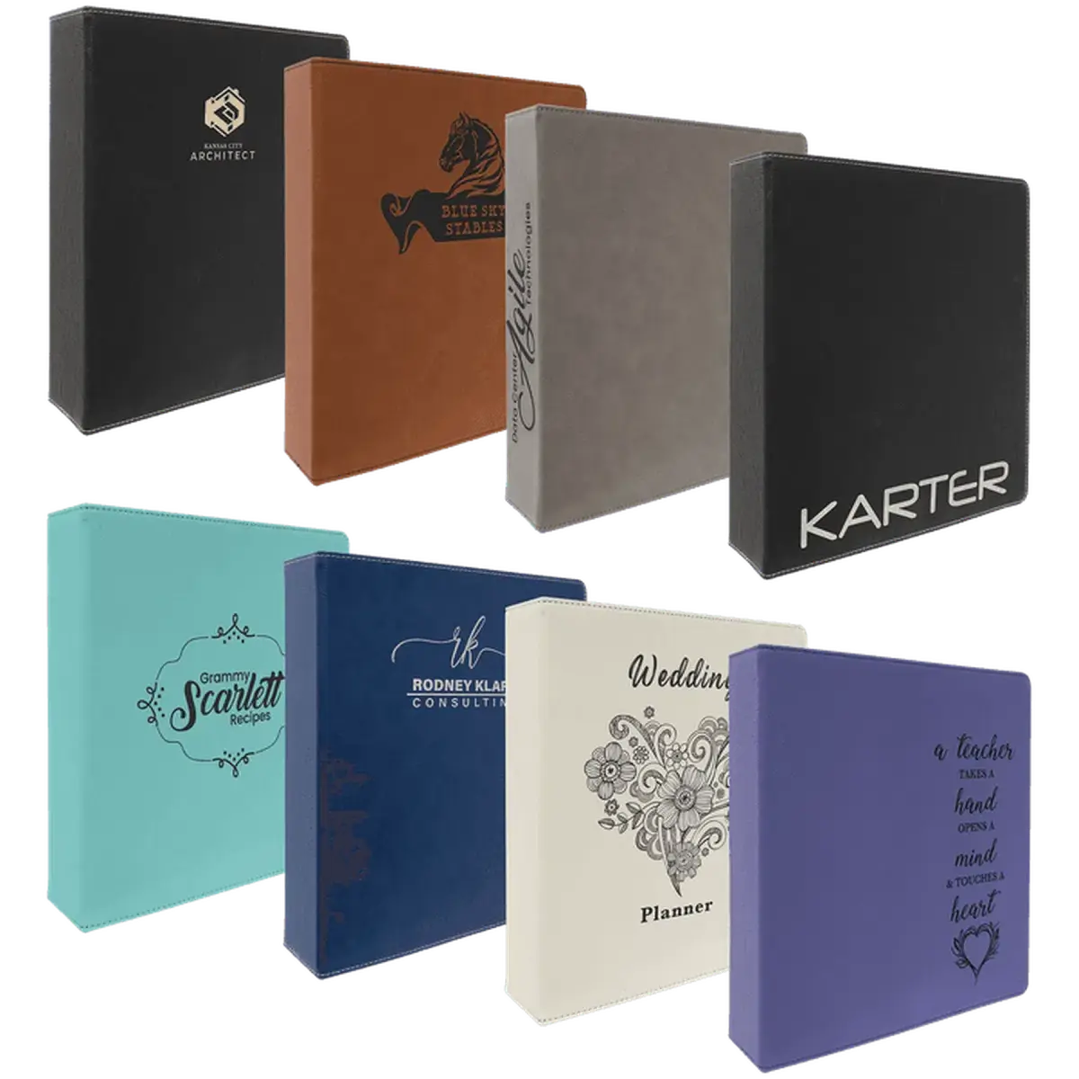 Personalized 3-Ring Binder and Organizer in Leatherette Colors Black/Gold / 10 1/2" x 11 1/2"