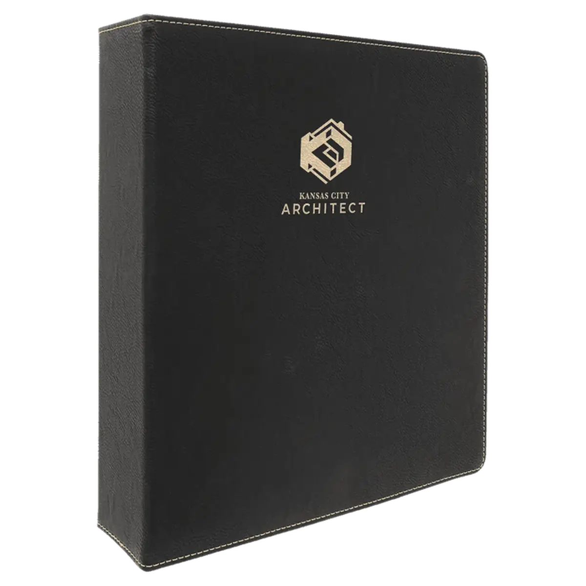 Personalized 3-Ring Binder and Organizer in Leatherette Colors Black/Gold / 11" x 11 1/2"