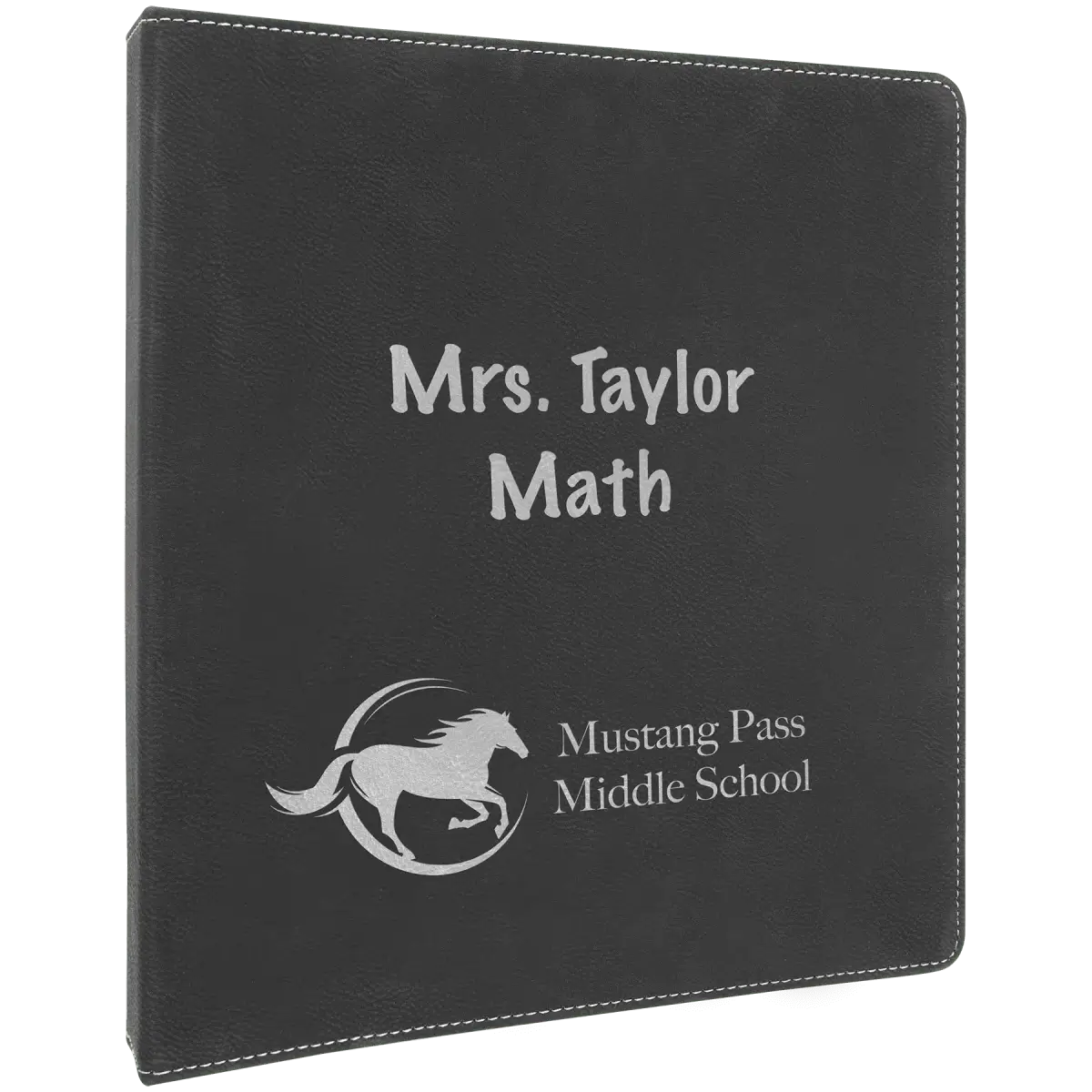Personalized 3-Ring Binder and Organizer in Leatherette Colors Black/Silver / 10 1/2" x 11 1/2"