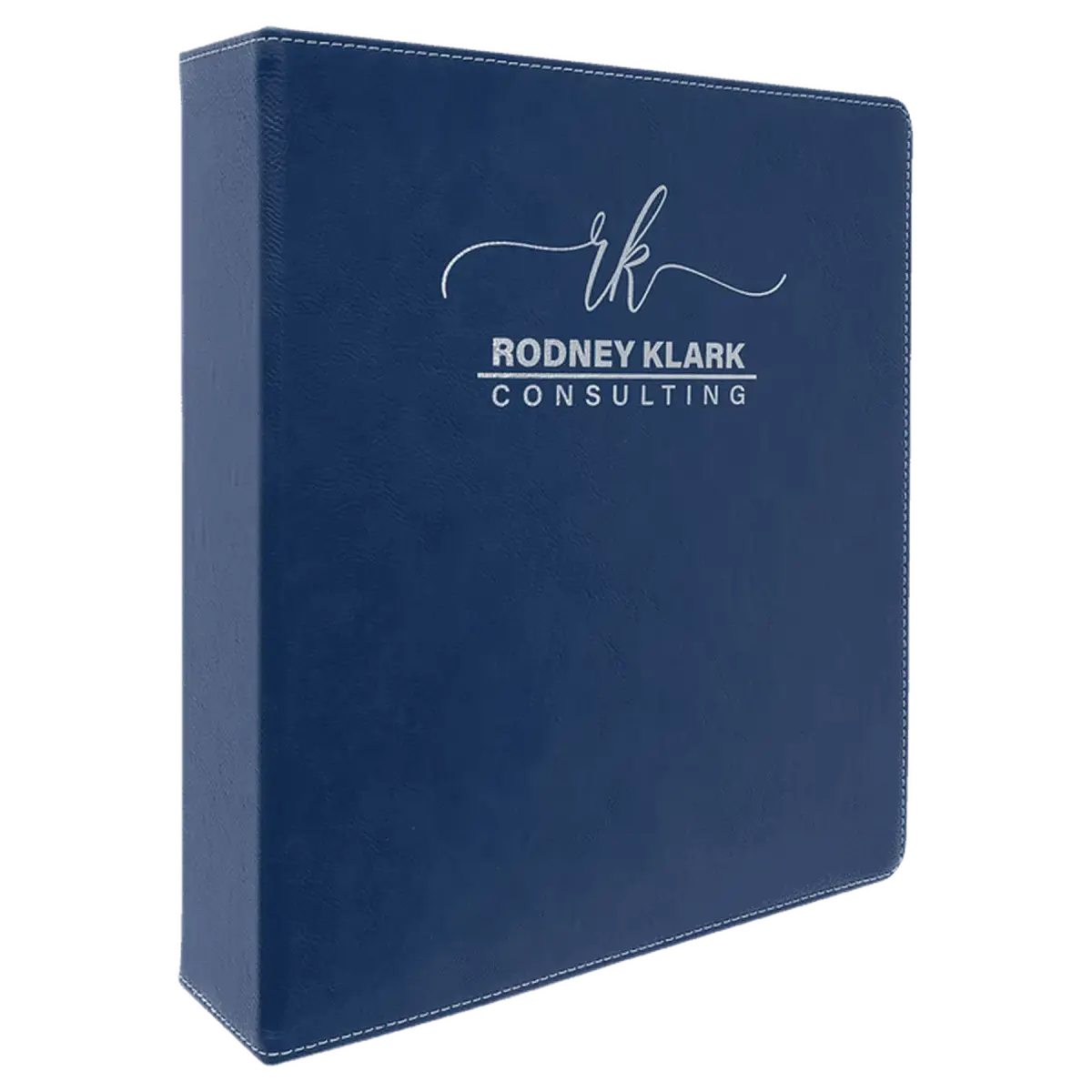 Personalized 3-Ring Binder and Organizer in Leatherette Colors Blue/Silver / 11" x 11 1/2"
