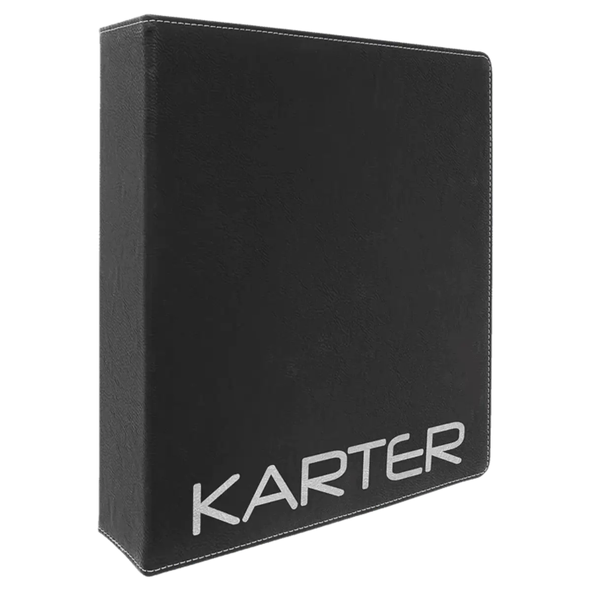 Personalized 3-Ring Binder and Organizer in Leatherette Colors Black/Silver / 11" x 11 1/2"