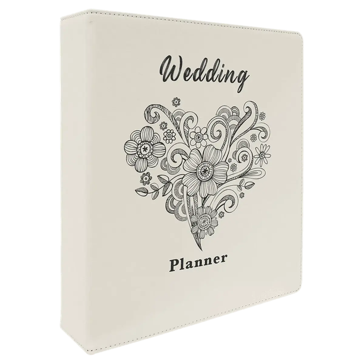 Personalized 3-Ring Binder and Organizer in Leatherette Colors White/Black / 11" x 11 1/2"