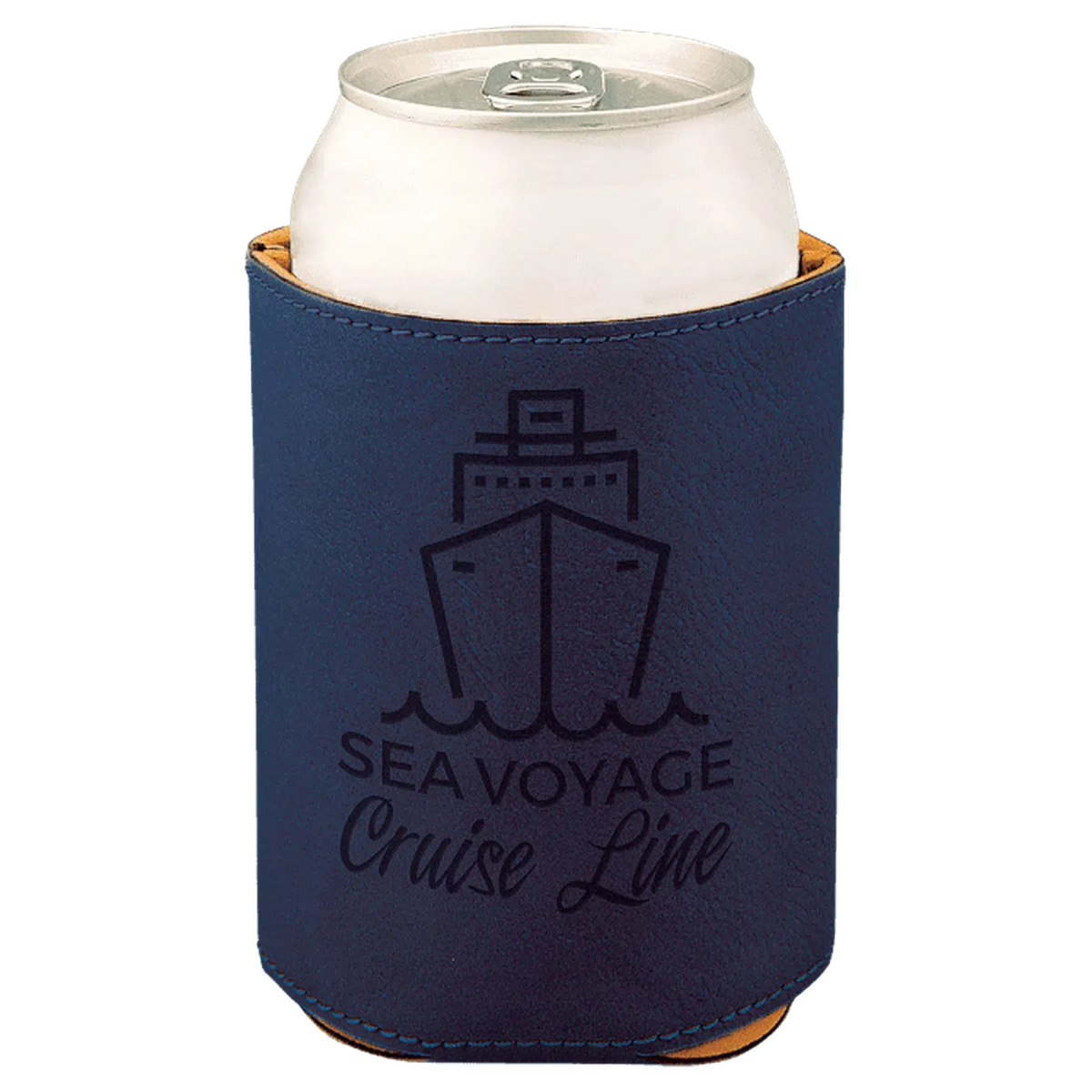 Personalized Beverage Holders – Leatherette & Cork with Custom Engraving Blue/Black / Regular Beverage Holder / Leatherette