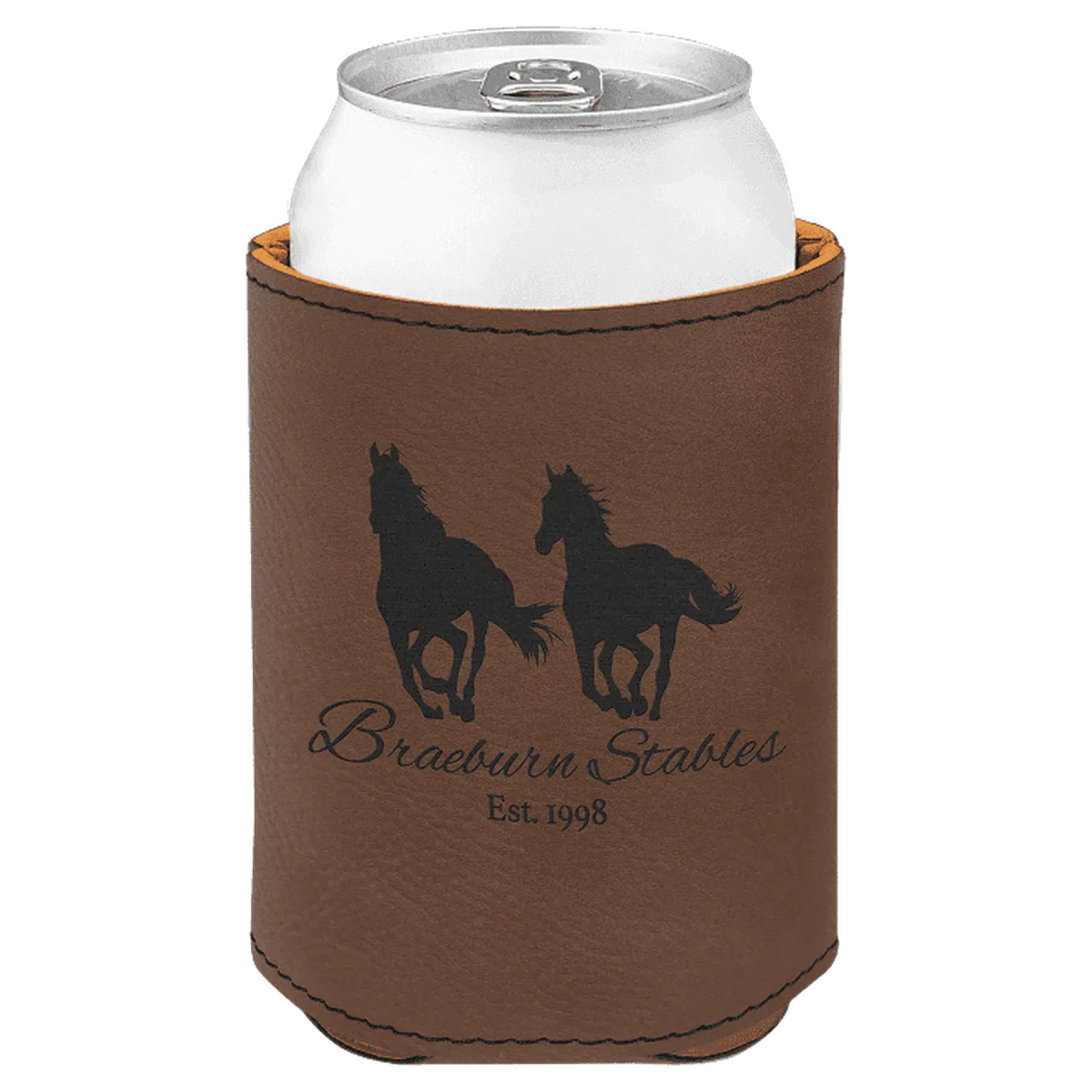Personalized Beverage Holders – Leatherette & Cork with Custom Engraving Dark Brown / Regular Beverage Holder / Leatherette
