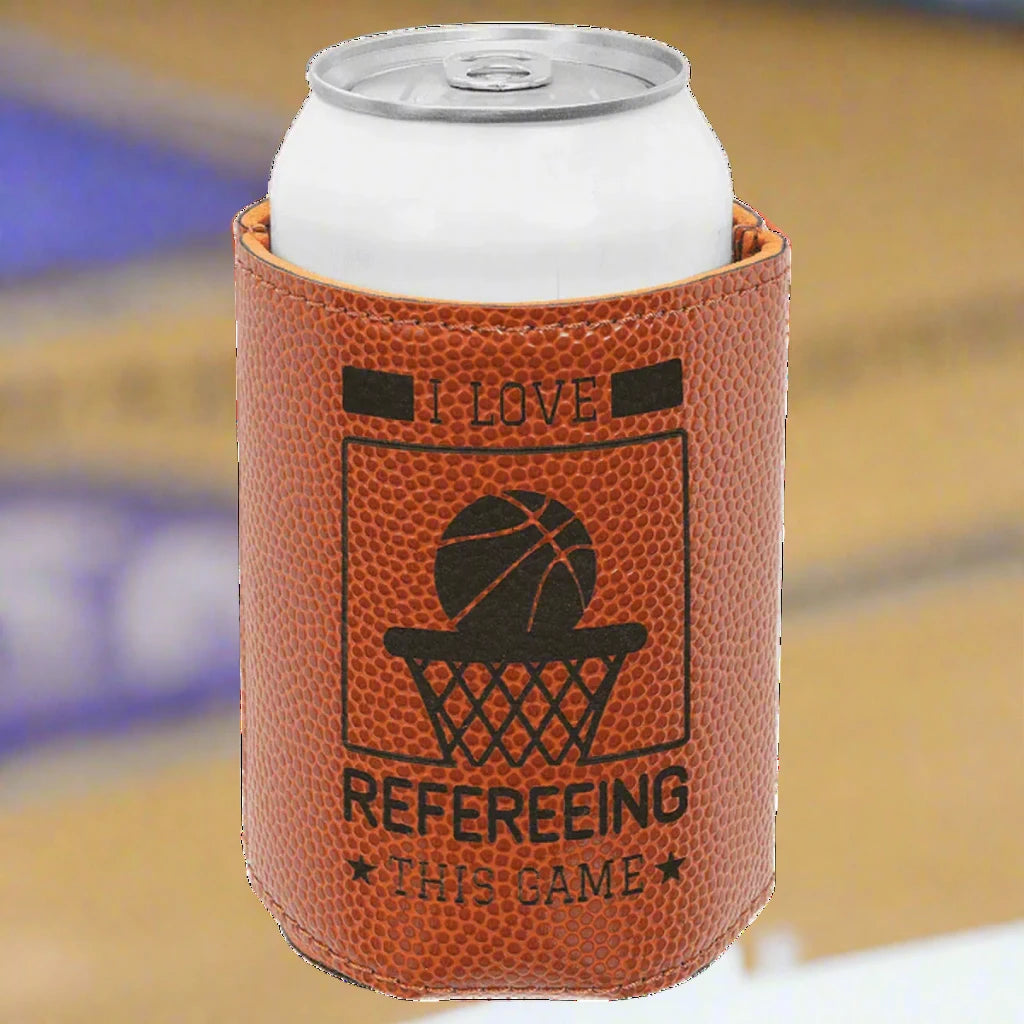 Personalized Beverage Holders – Leatherette & Cork with Custom Engraving Football / Regular Beverage Holder / Football Leatherette