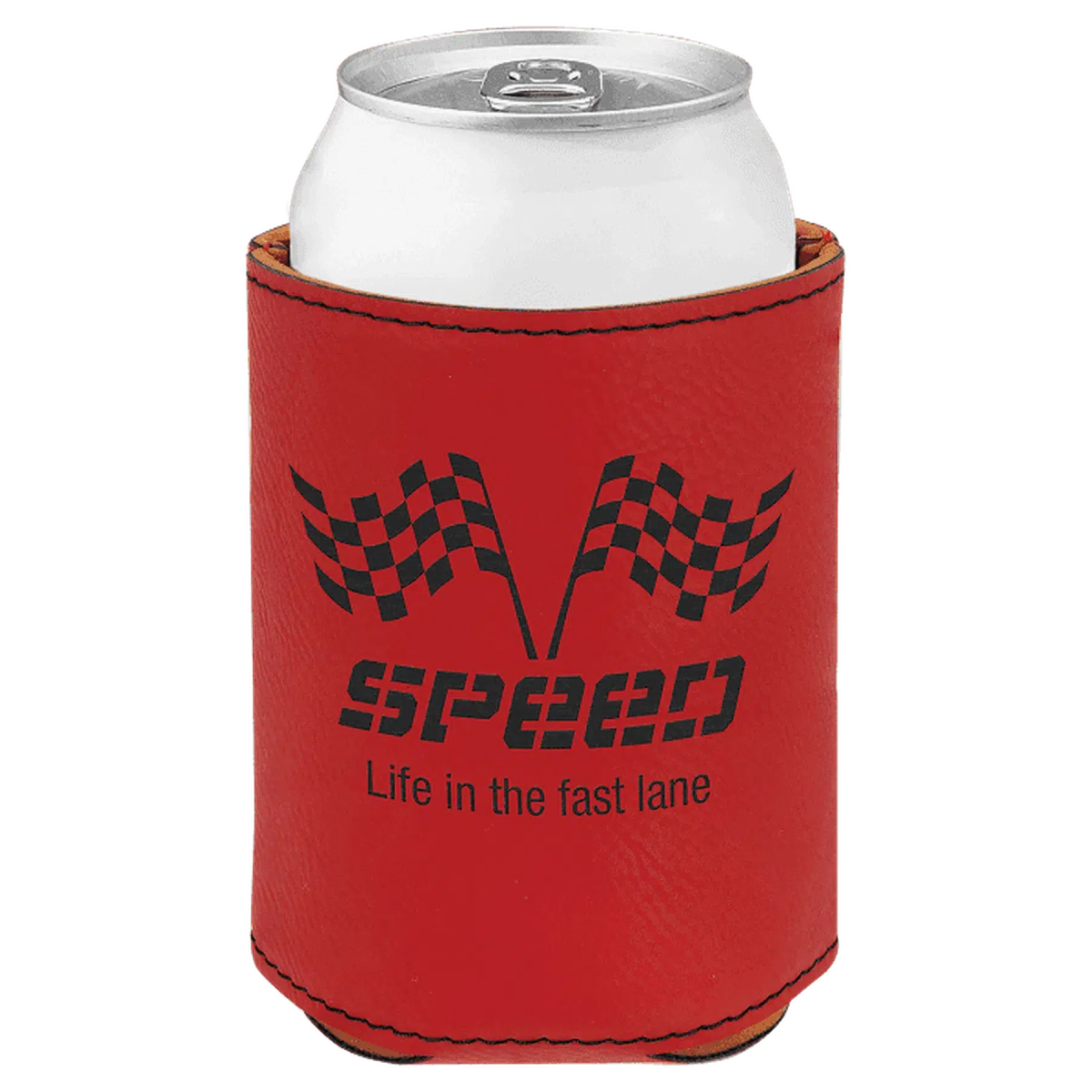 Personalized Beverage Holders – Leatherette & Cork with Custom Engraving Red / Regular Beverage Holder / Leatherette