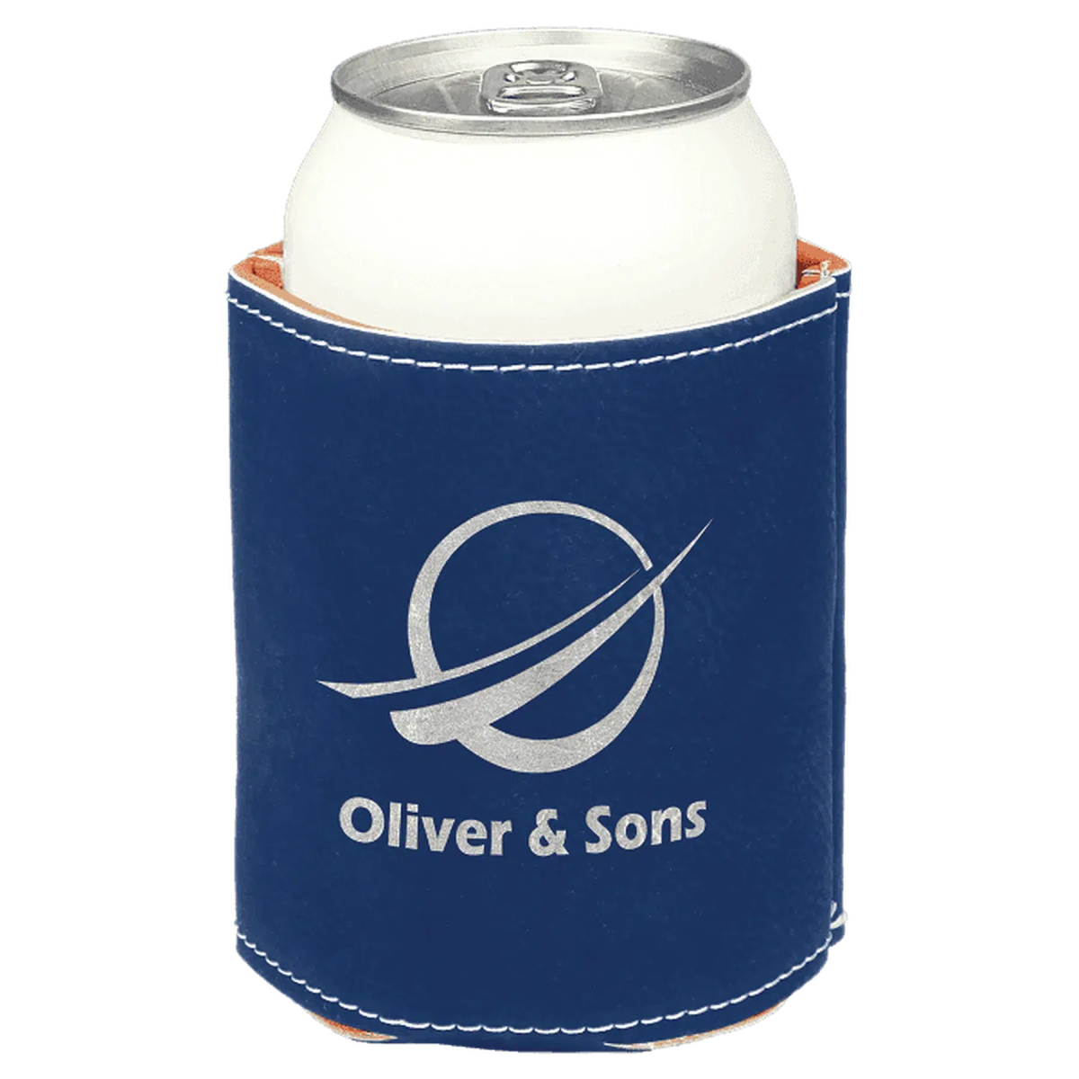 Personalized Beverage Holders – Leatherette & Cork with Custom Engraving Blue/Silver / Regular Beverage Holder / Leatherette