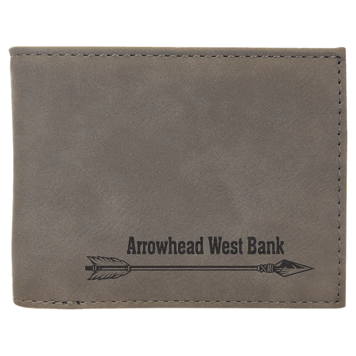 Personalized RFID Bifold Wallet with Flip ID in Engraved Leathrette Gray