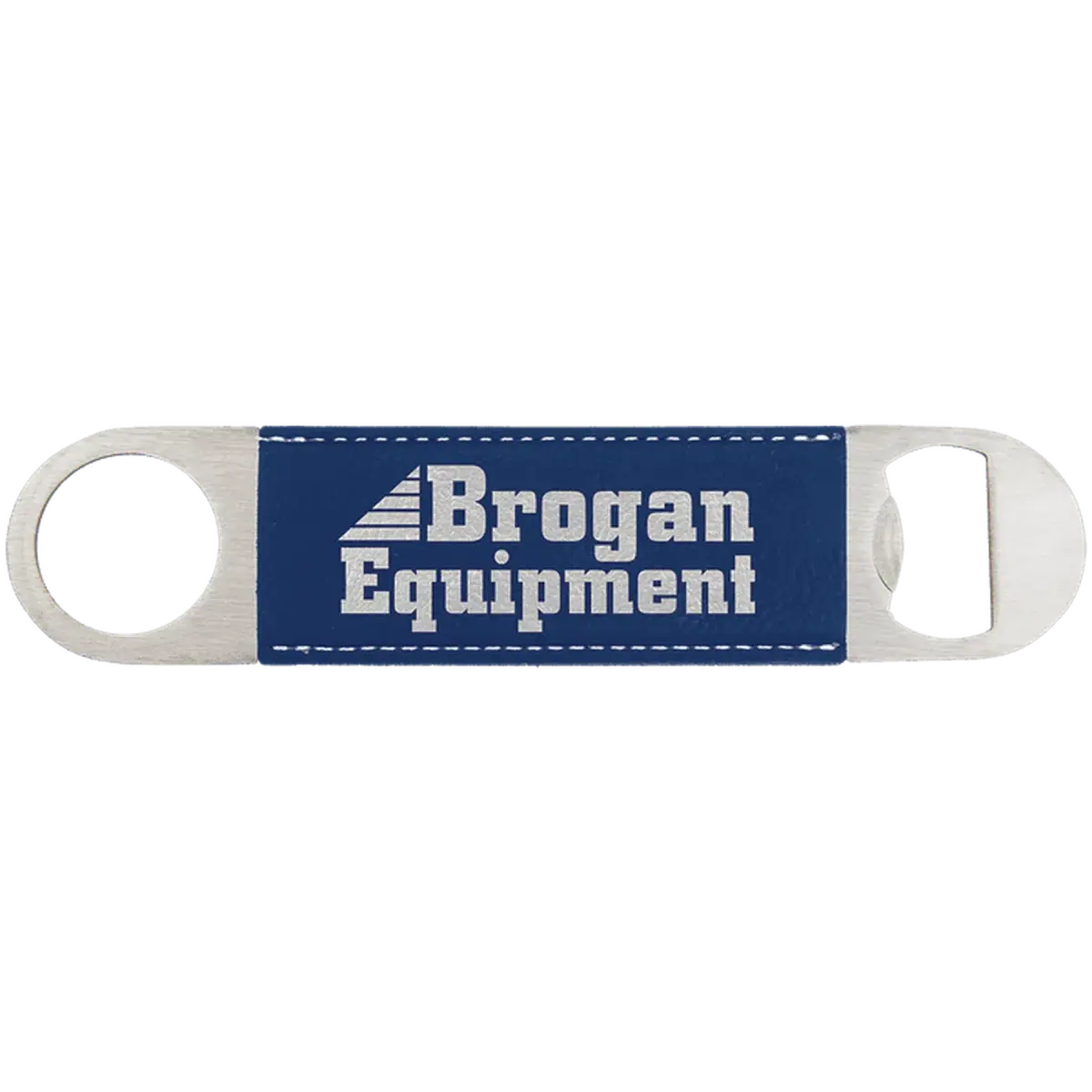 Personalized Bottle Openers - Extra Long Bar Style with Wide Ring Leatherette / Blue/Silver / 7" x 1 1/2"