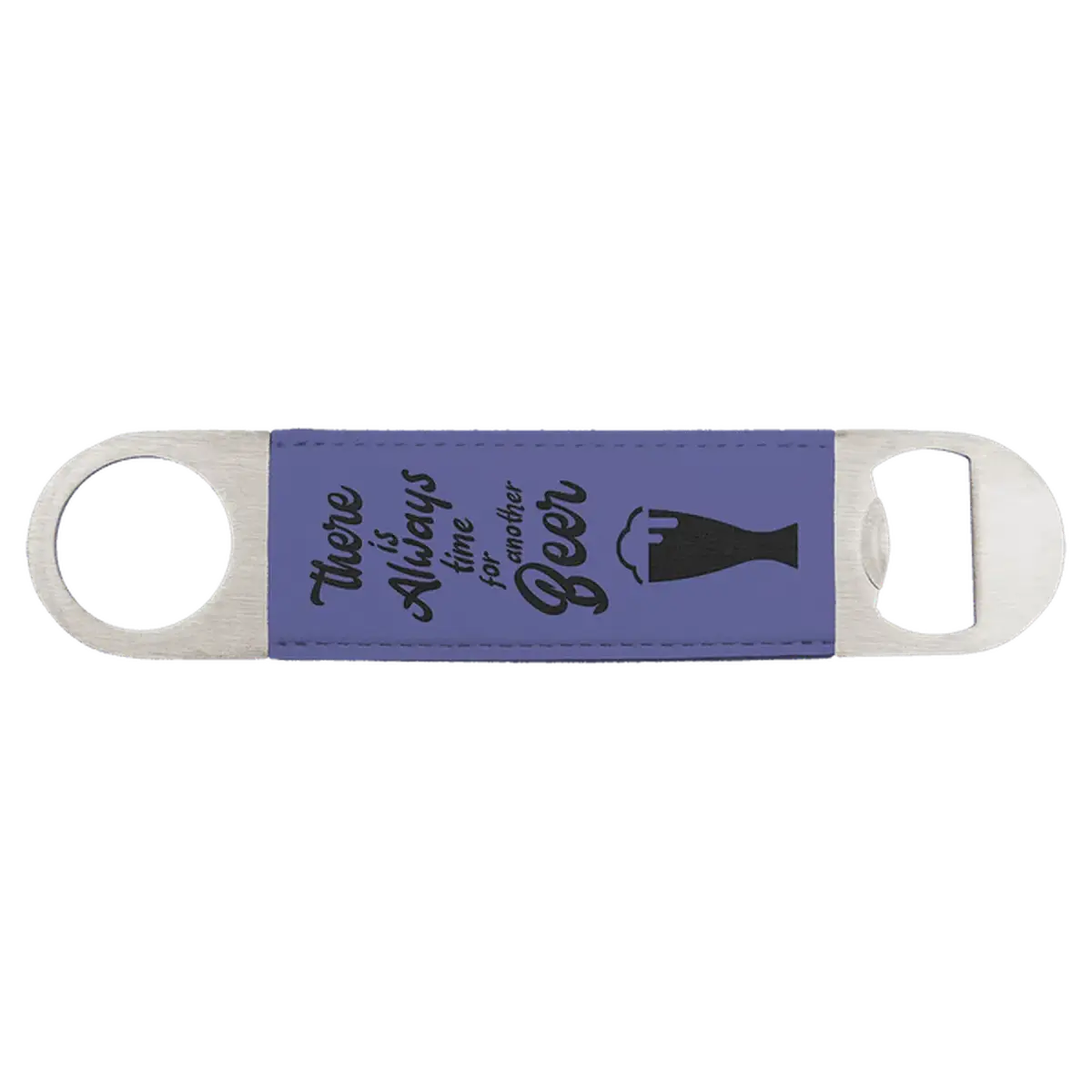 Personalized Bottle Openers - Extra Long Bar Style with Wide Ring Leatherette / Purple / 7" x 1 1/2"