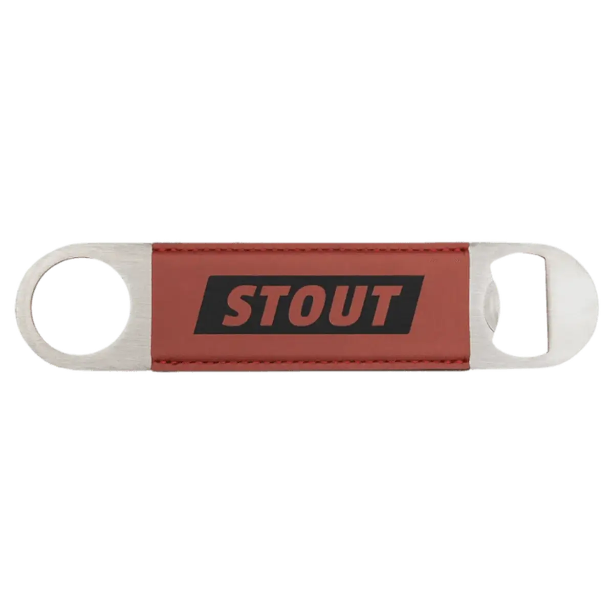 Personalized Bottle Openers - Extra Long Bar Style with Wide Ring Leatherette / Rose / 7" x 1 1/2"