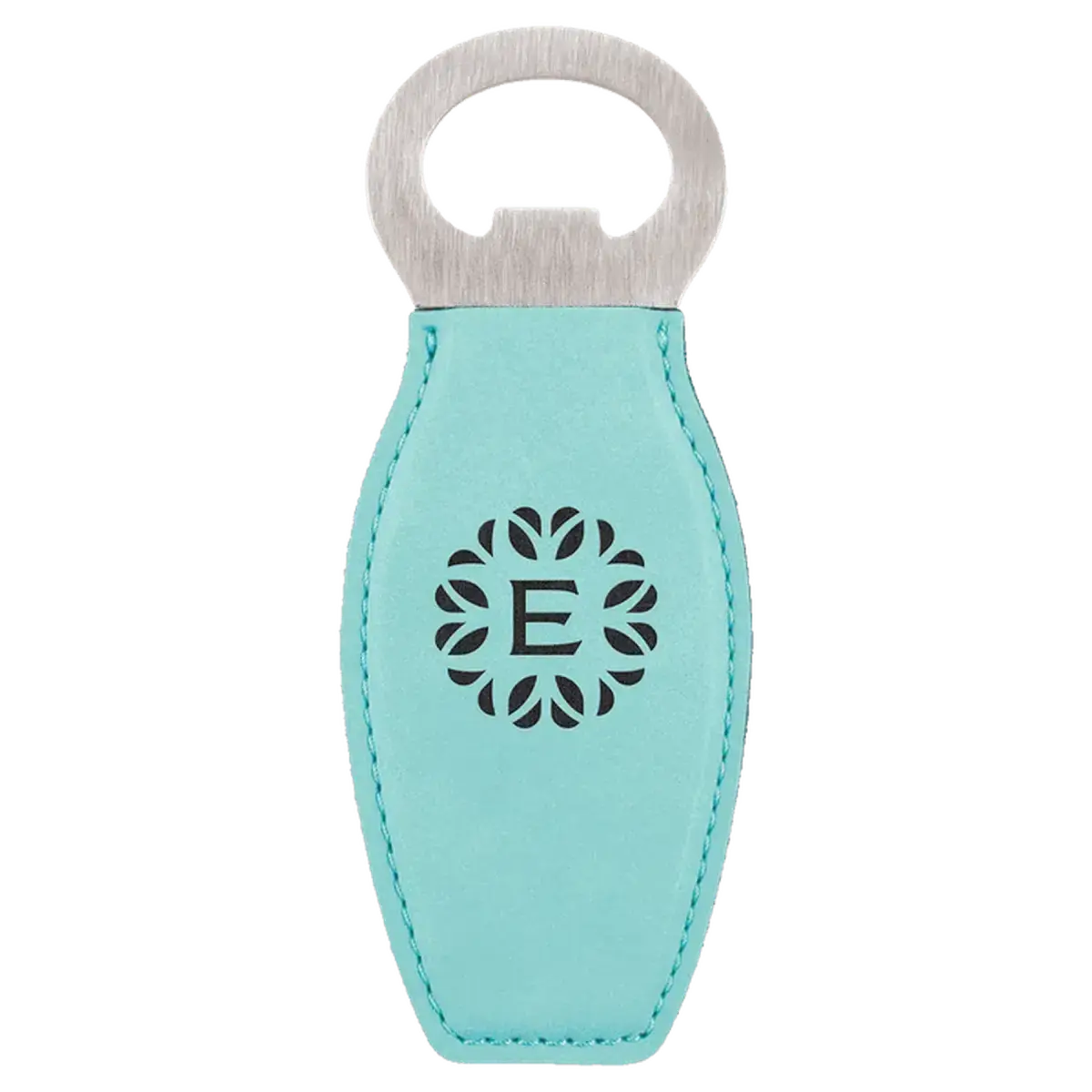 Personalized Magnetic Bottle Openers - Engraved in Leatherette or Cork Leatherette / Teal / 4 5/8"