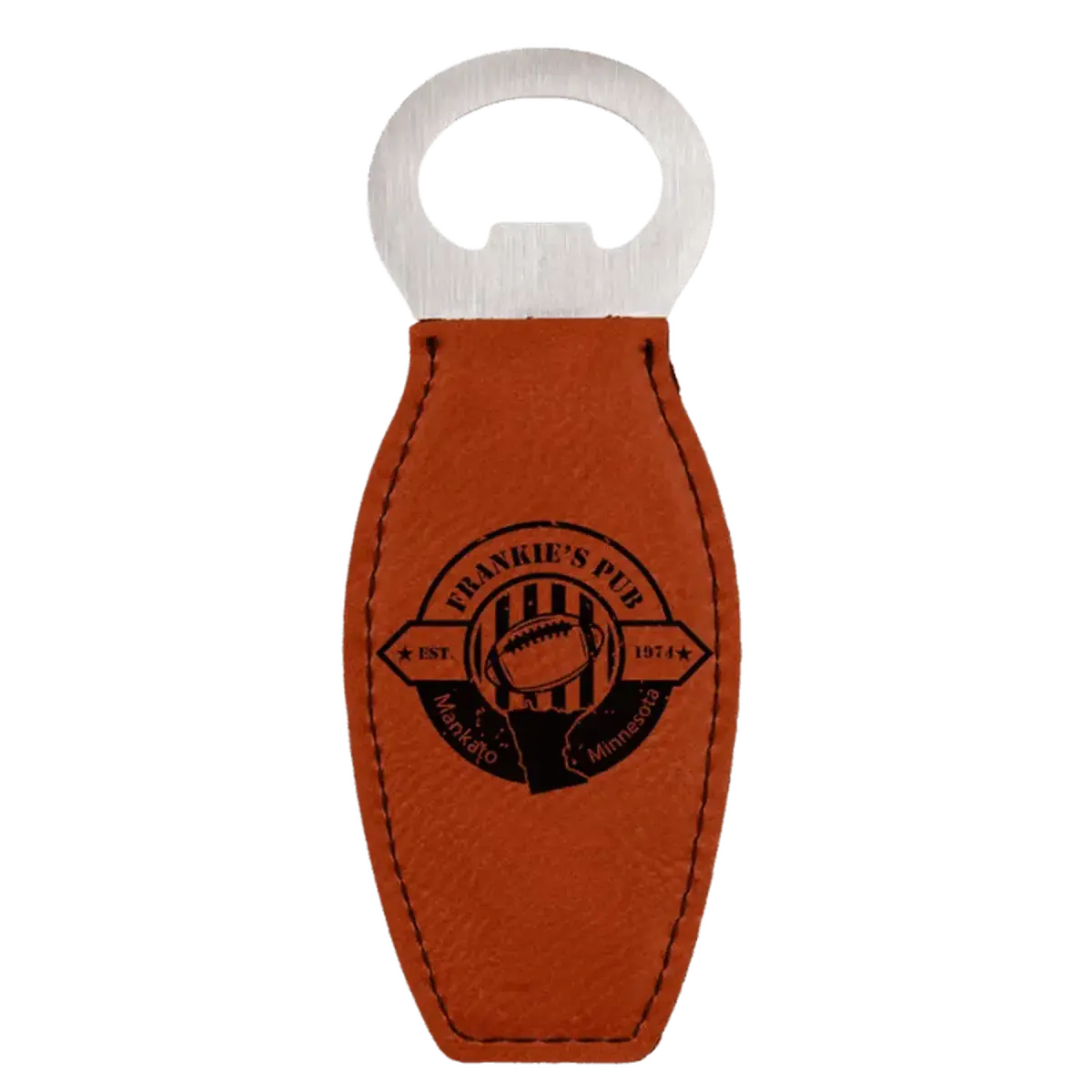 Personalized Magnetic Bottle Openers - Engraved in Leatherette or Cork Leatherette / Rawhide / 4 5/8"