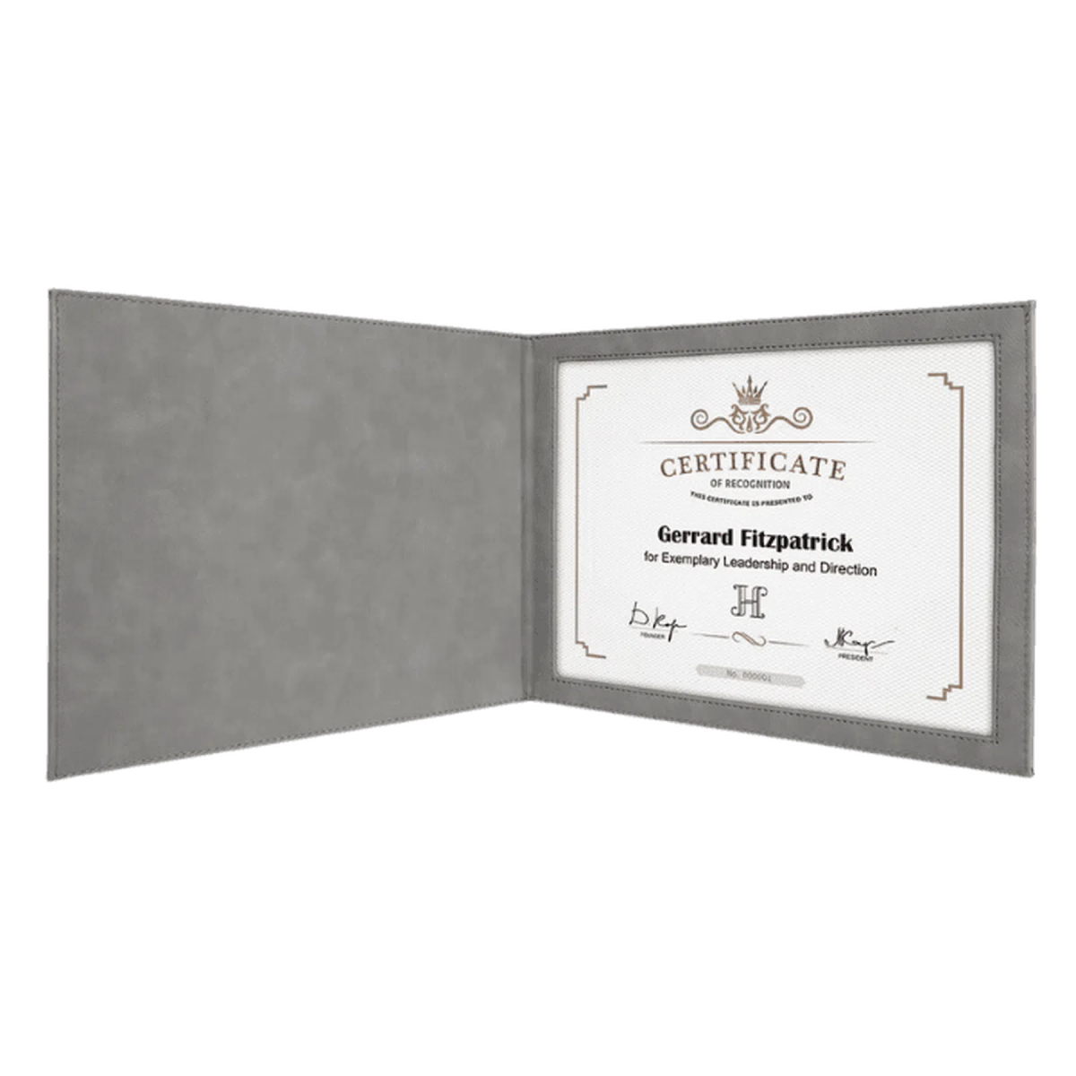 Personalized Certificate Holder in Leatherette Colors Gray / 11" (W) x 8 1/2" (H)